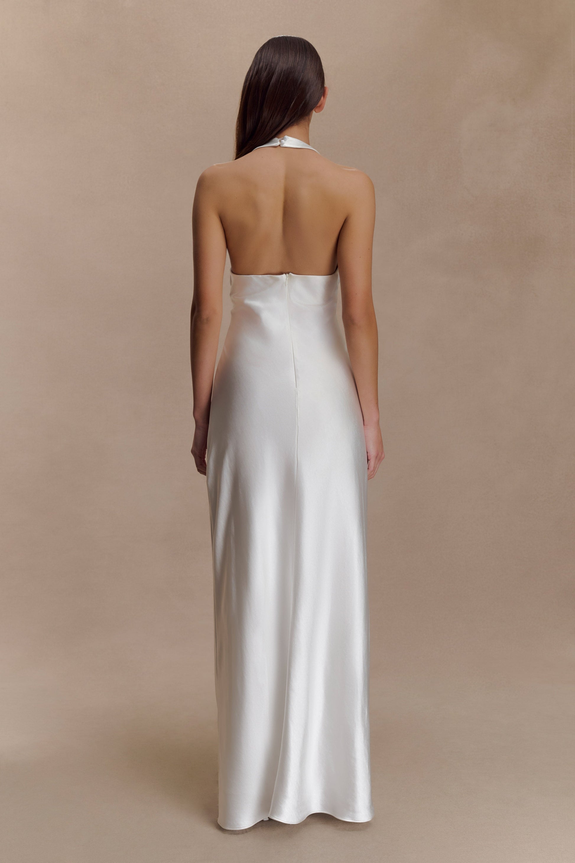 Alice Satin Halter Maxi Dress - White #5