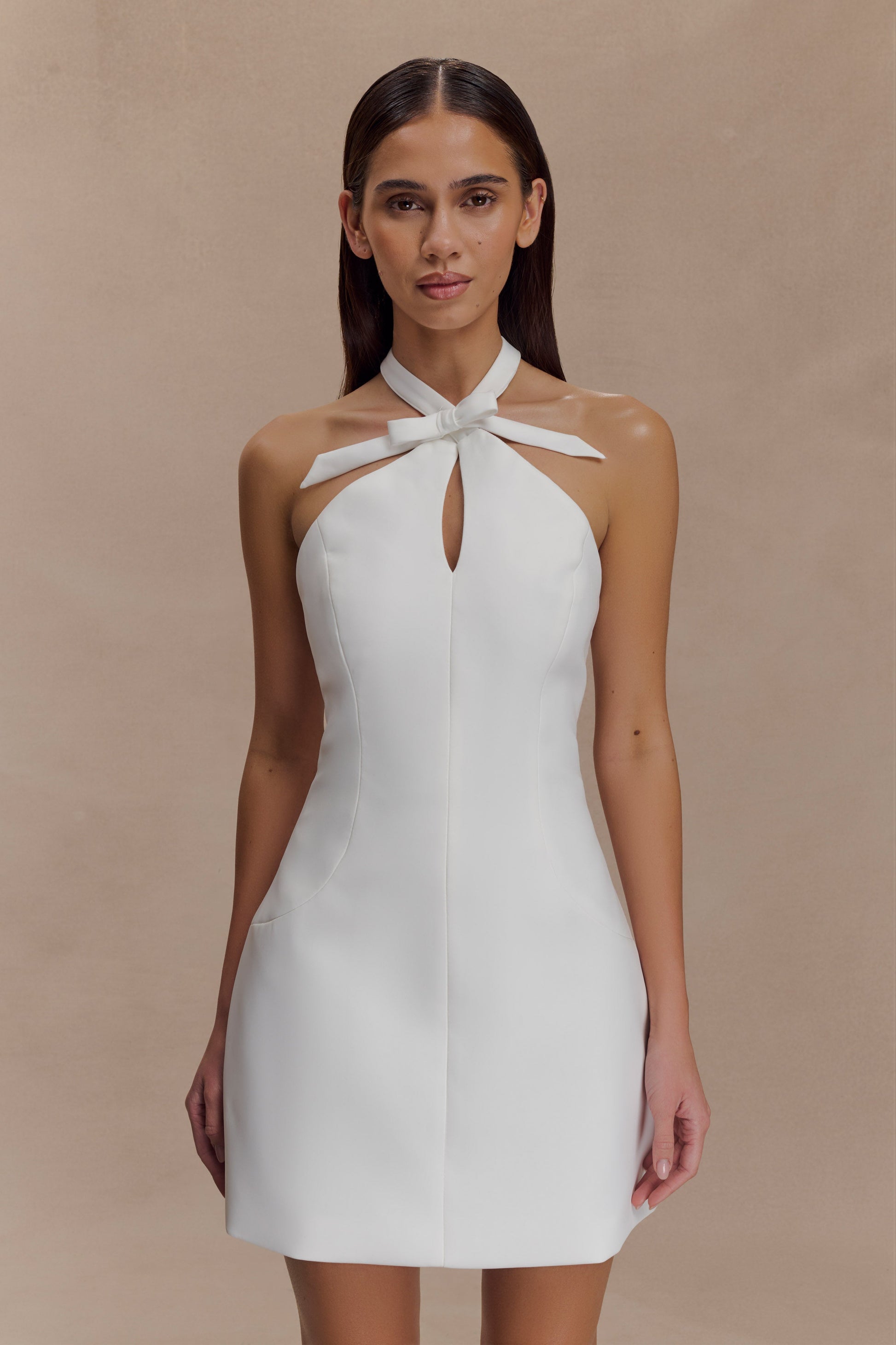 Freya Halter Bow Mini Dress - Ivory #2