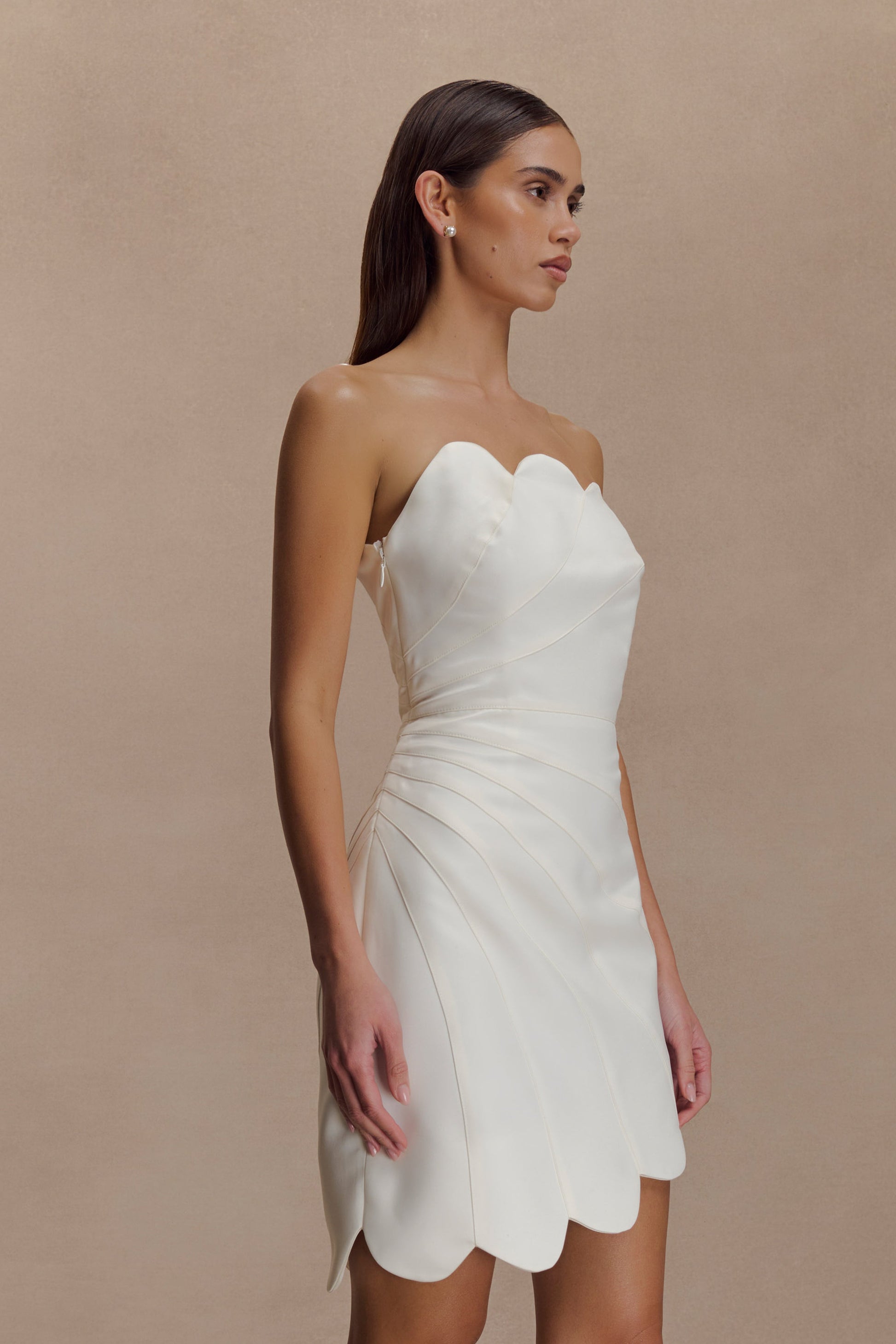 Atenea Satin Mini Dress - White #5