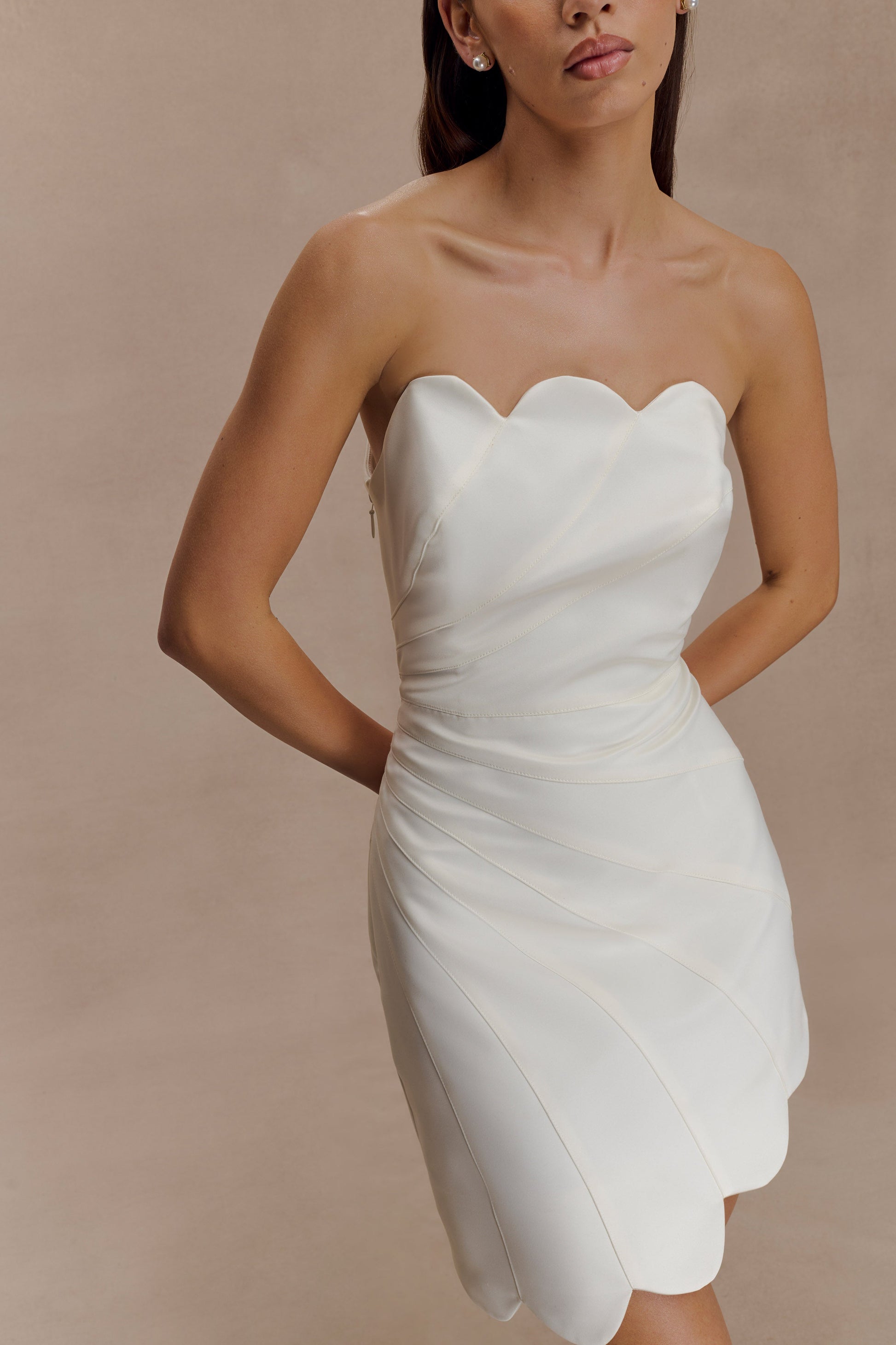 Atenea Satin Mini Dress - White #7