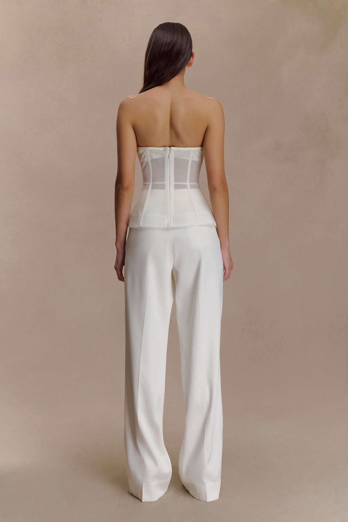 Fatima Satin Straight Leg Pant - White #2