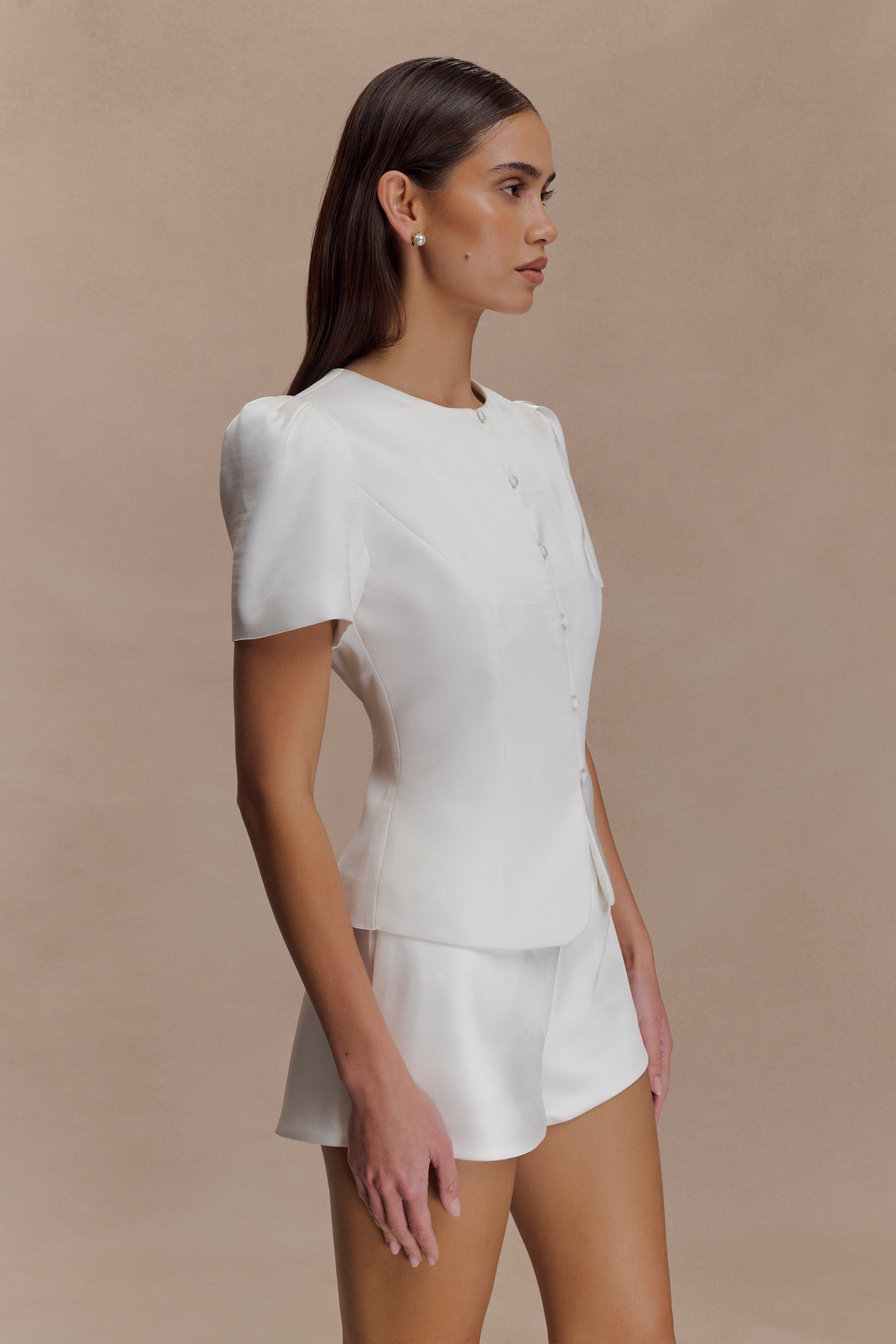 Anne Satin Mini Short - White #4