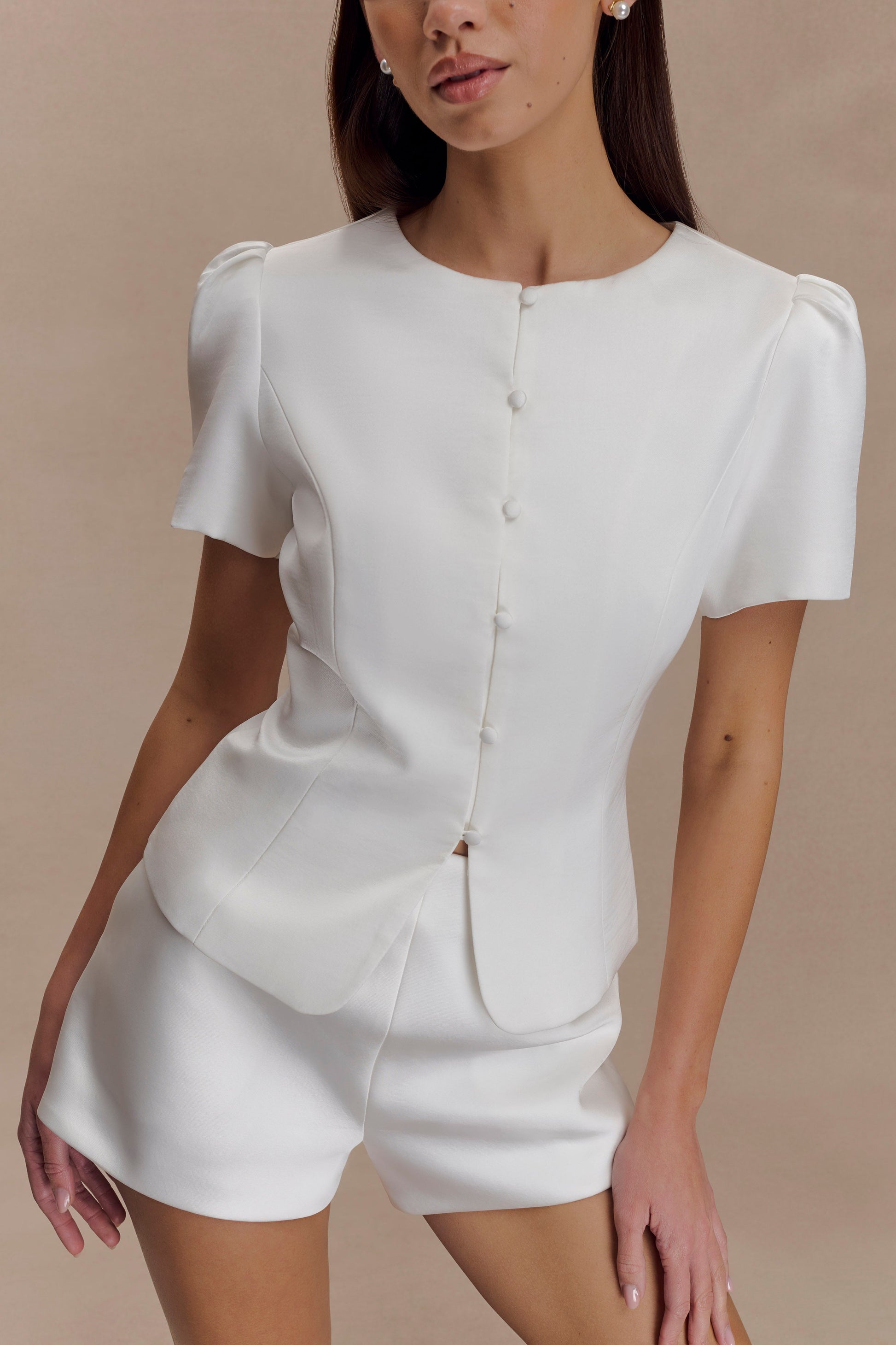 Anne Satin Mini Short - White #3
