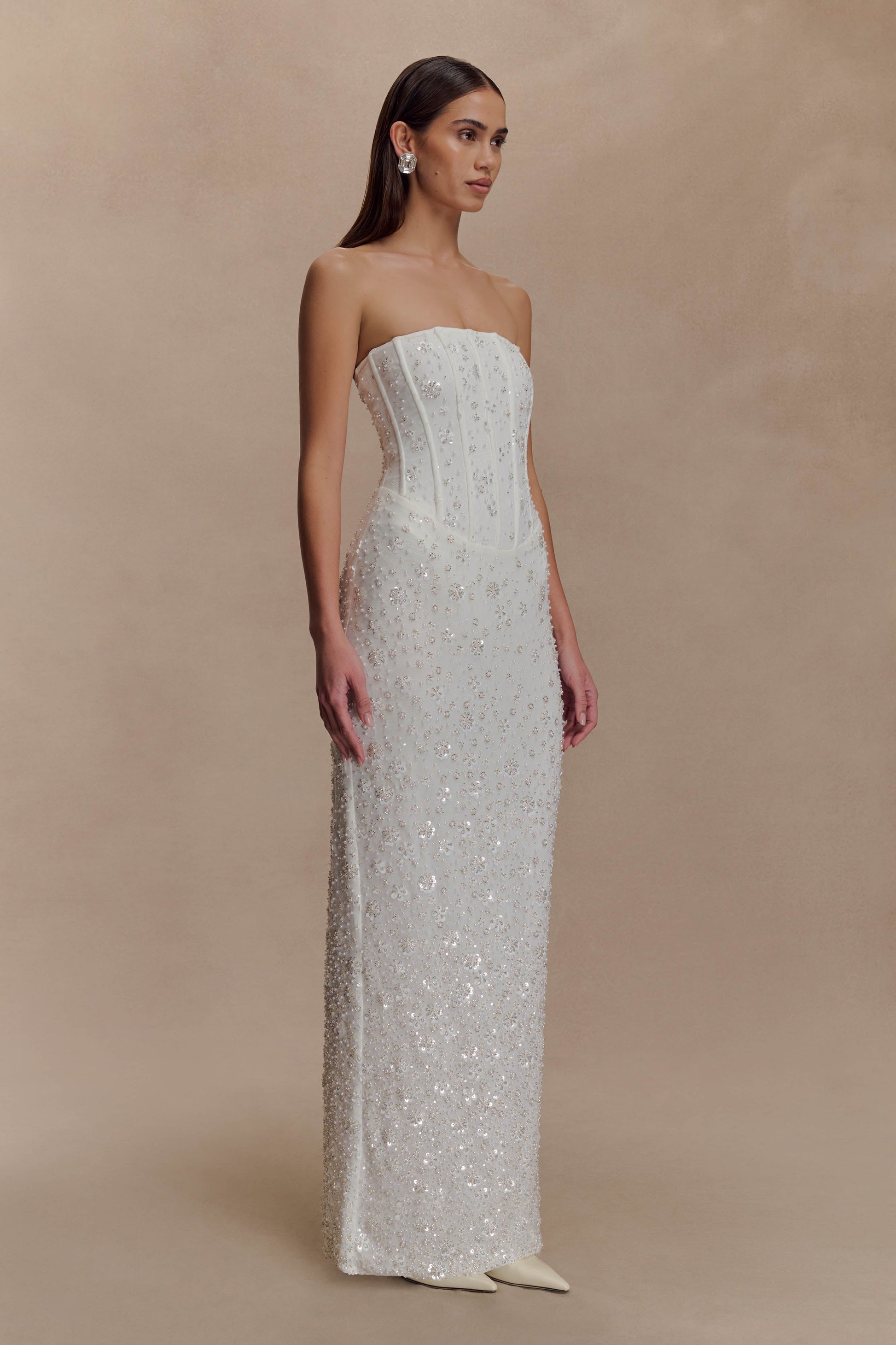 Gemma Strapless Embellished Maxi Dress - Ivory #5