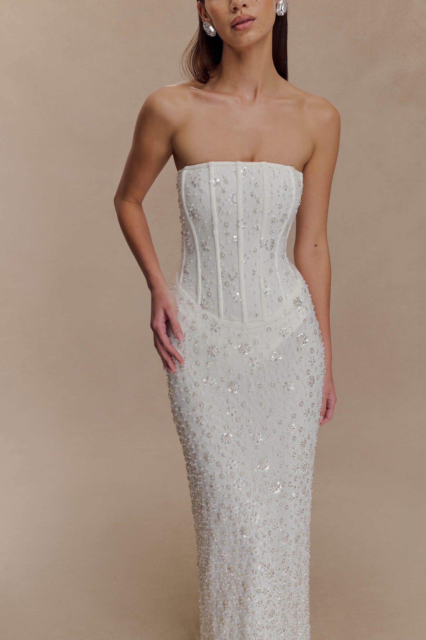 Gemma Strapless Embellished Maxi Dress - Ivory