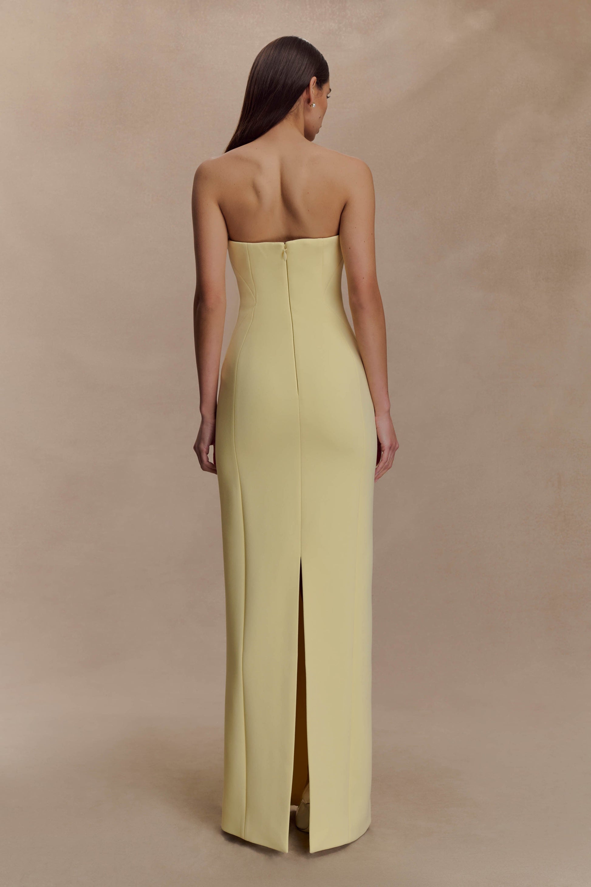 Kalila Strapless Crepe Maxi Dress - Lemon #3
