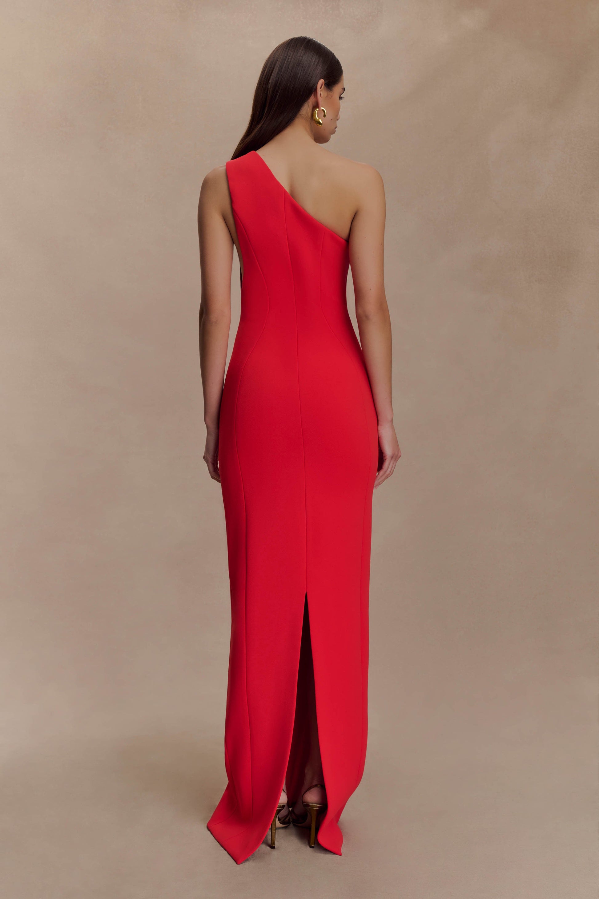 Milena One Shoulder Crepe Maxi Dress - Red #6