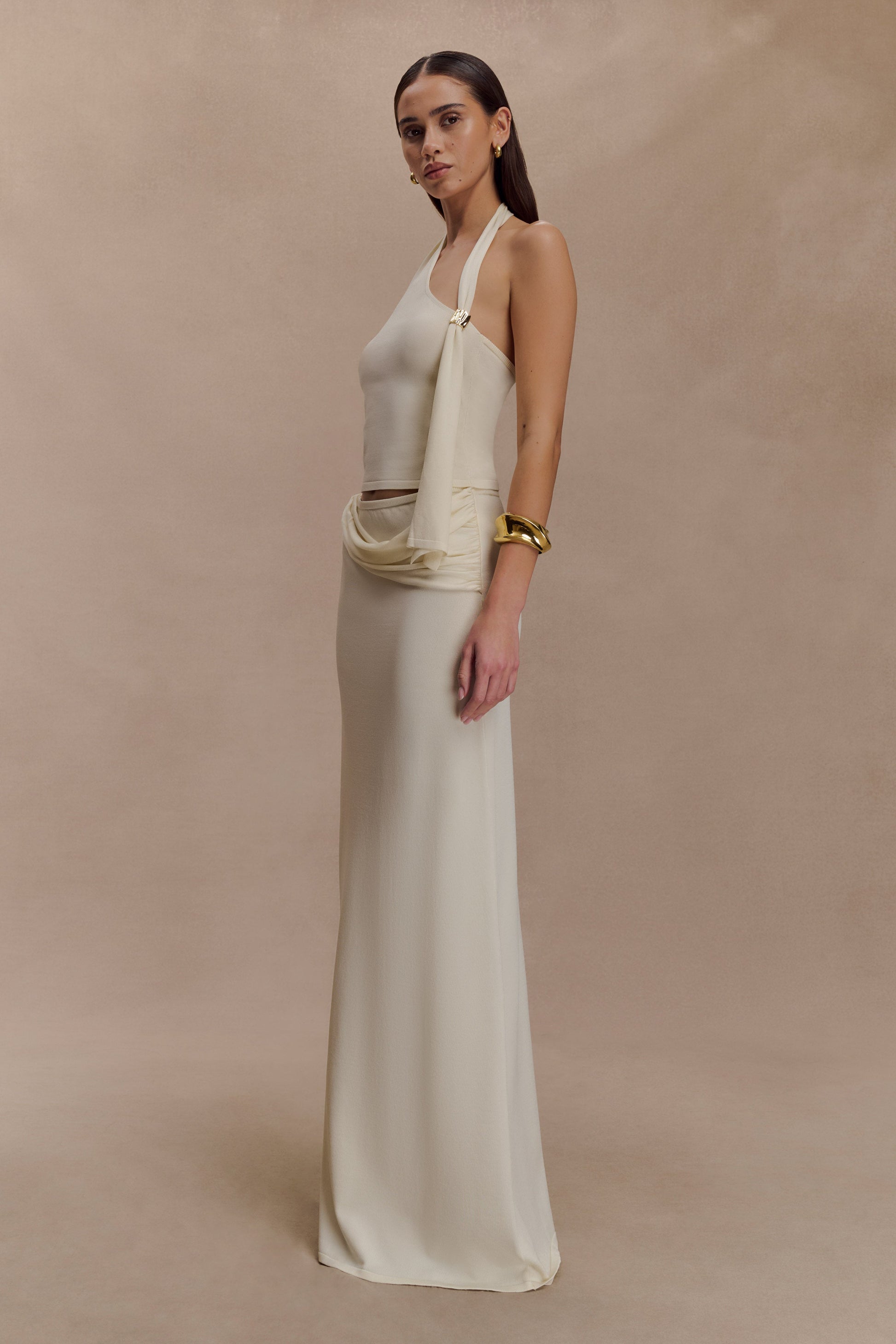 Bowie Low Rise Knit Maxi Skirt - Ivory #4
