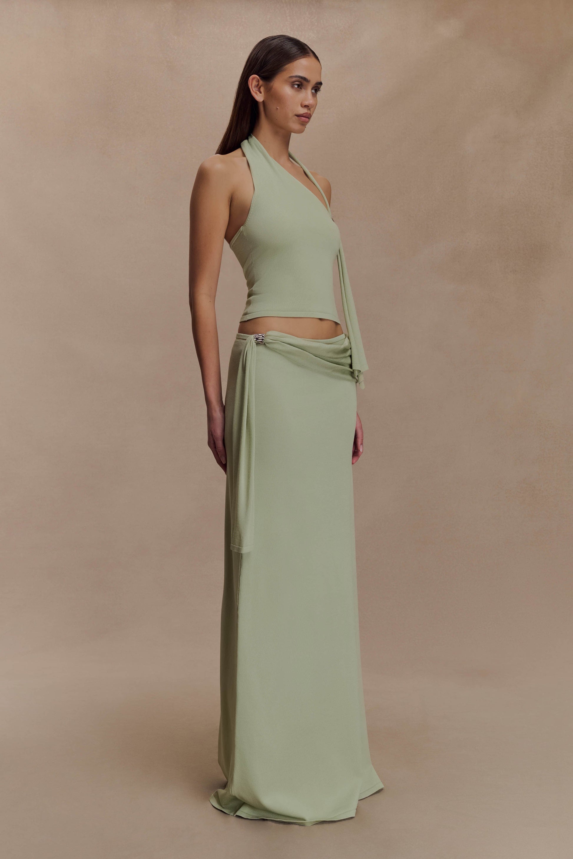 Bowie Low Rise Knit Maxi Skirt - Pastel Green #4