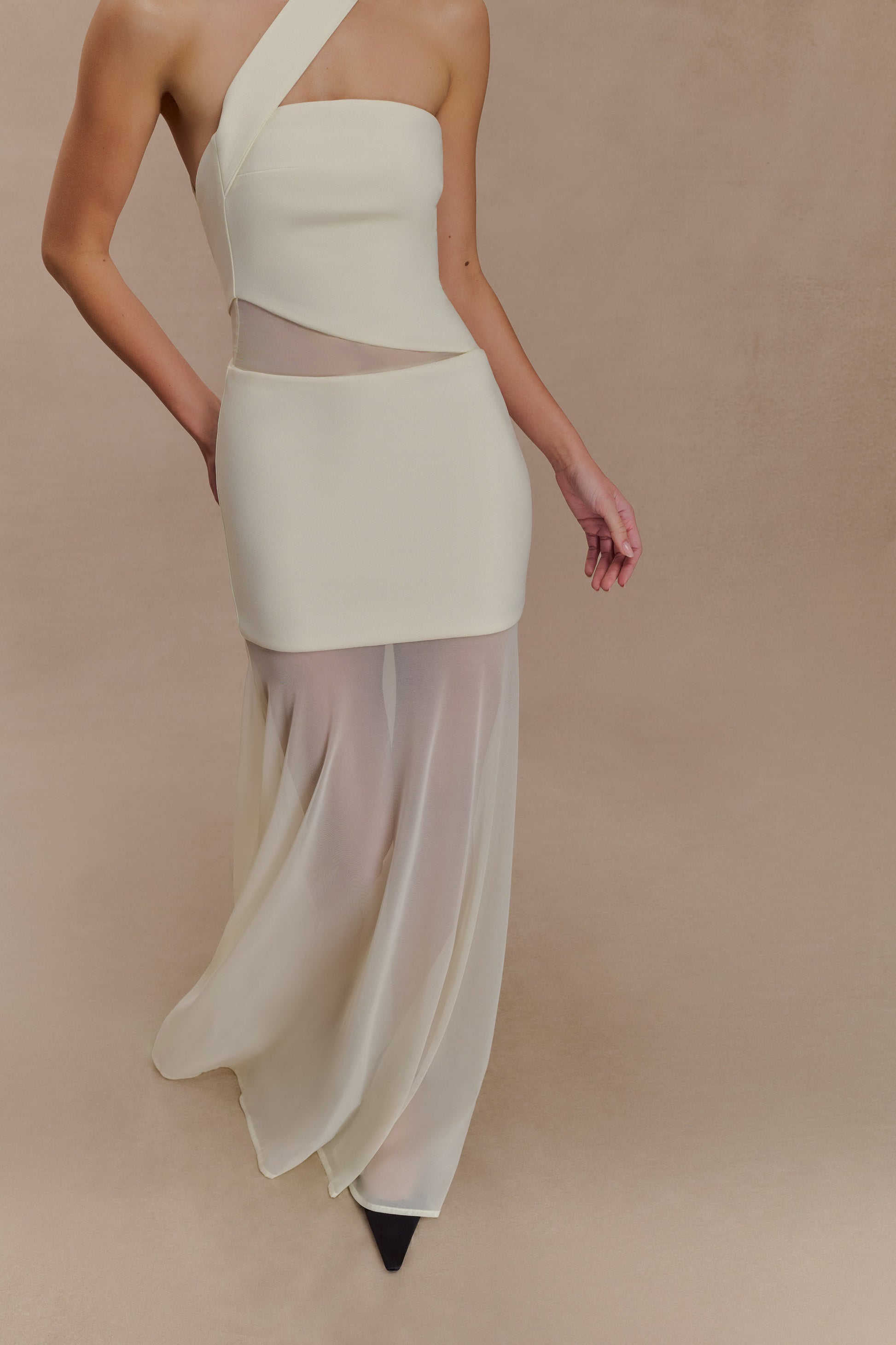 Vashti Cut Out Mesh Maxi Dress - Ivory #6