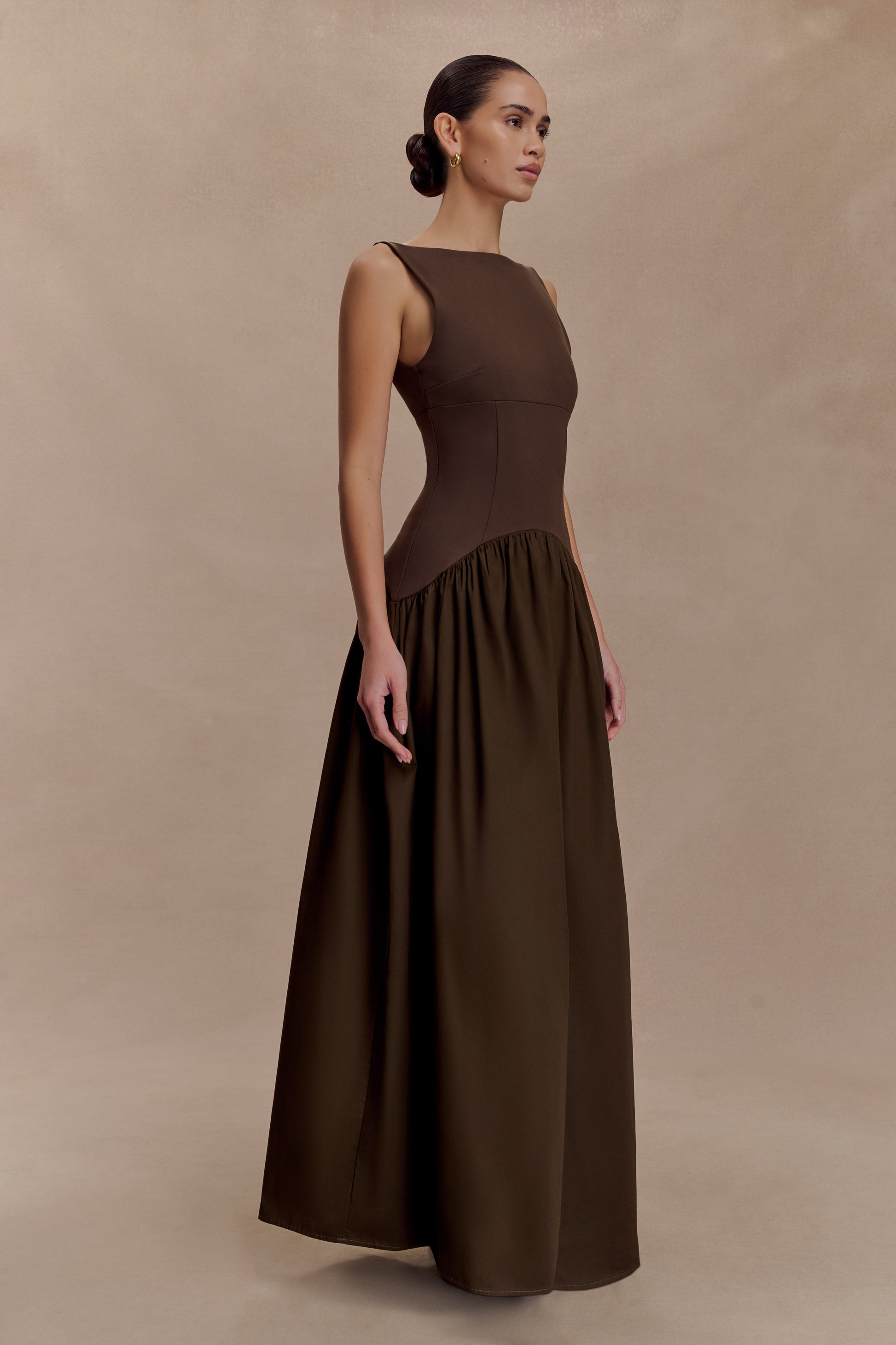 Acacia Contrast Sleeveless Maxi Dress - Chocolate #4