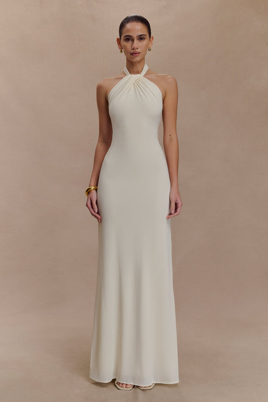 Elyna Slinky Halter Maxi Dress - Ivory