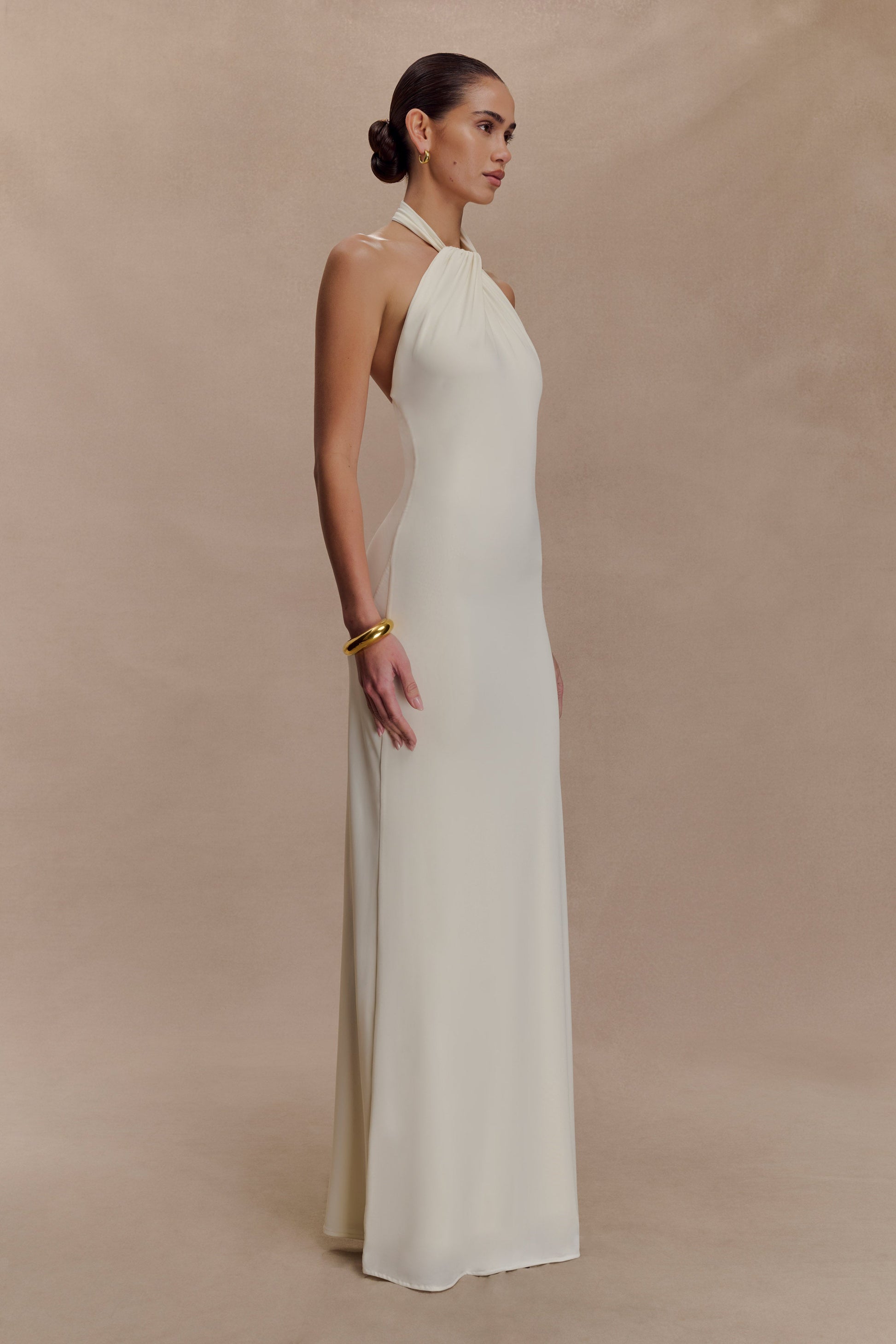 Elyna Slinky Halter Maxi Dress - Ivory #4