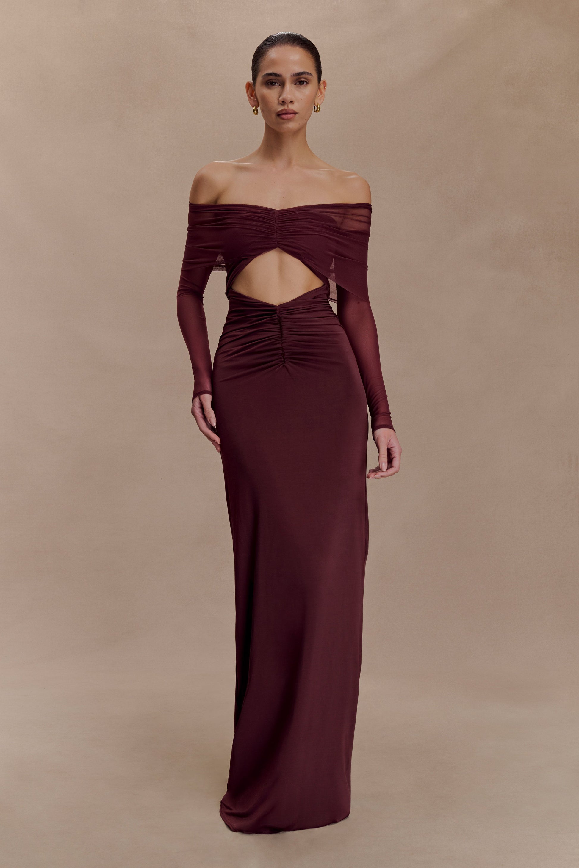 Rafaella Slinky And Mesh Maxi Dress - Mahogany #5