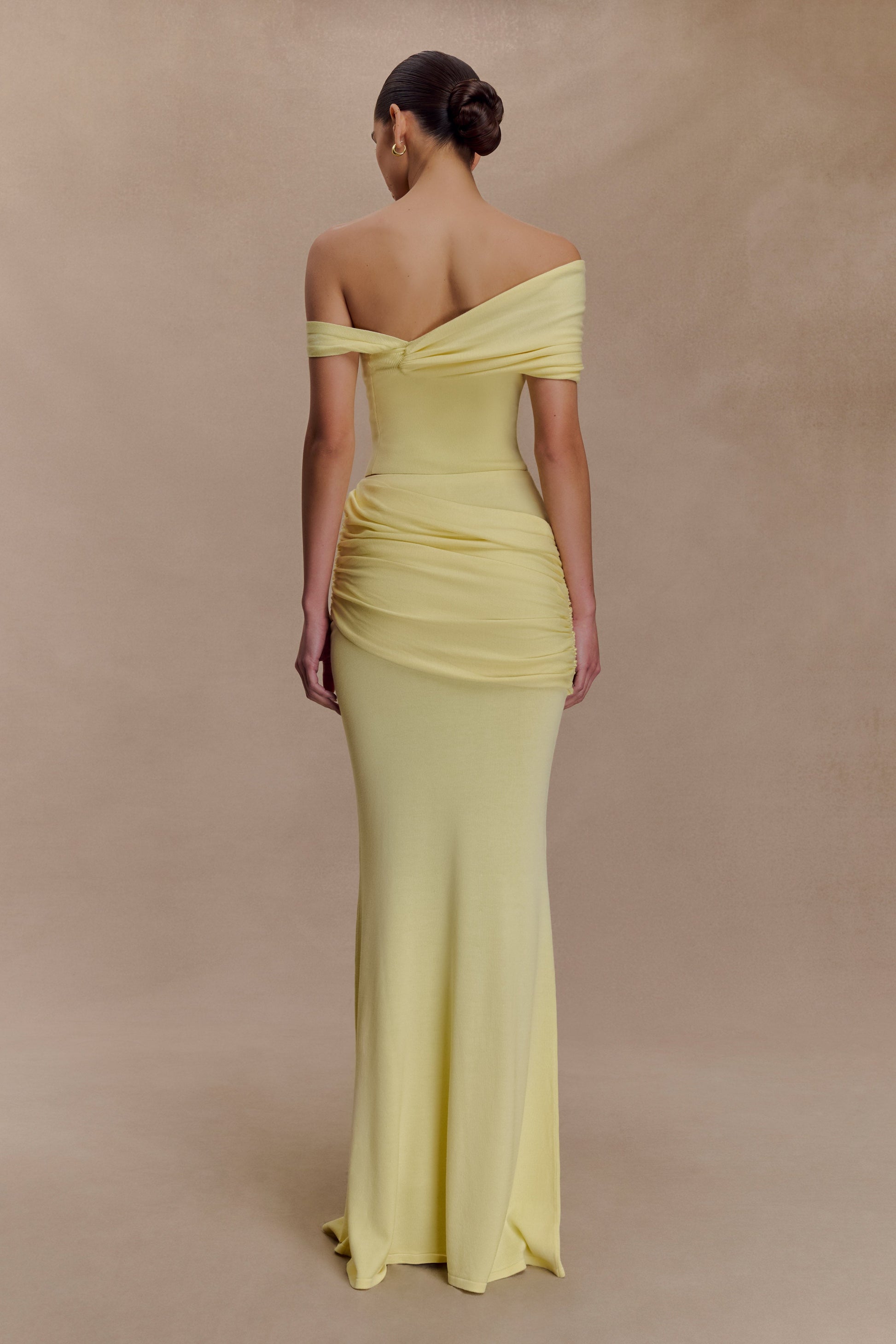 Irene Gathered Knit Maxi Skirt - Lemon #3