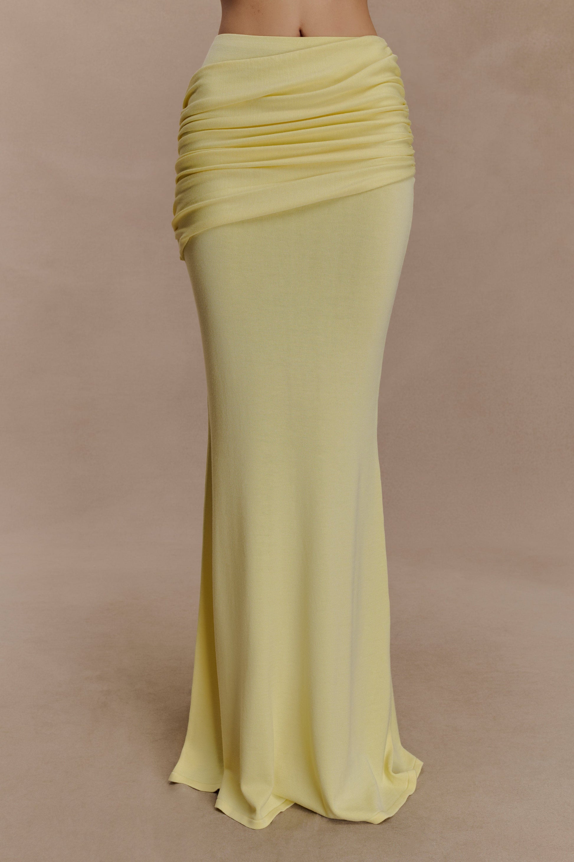 Irene Gathered Knit Maxi Skirt - Lemon #4