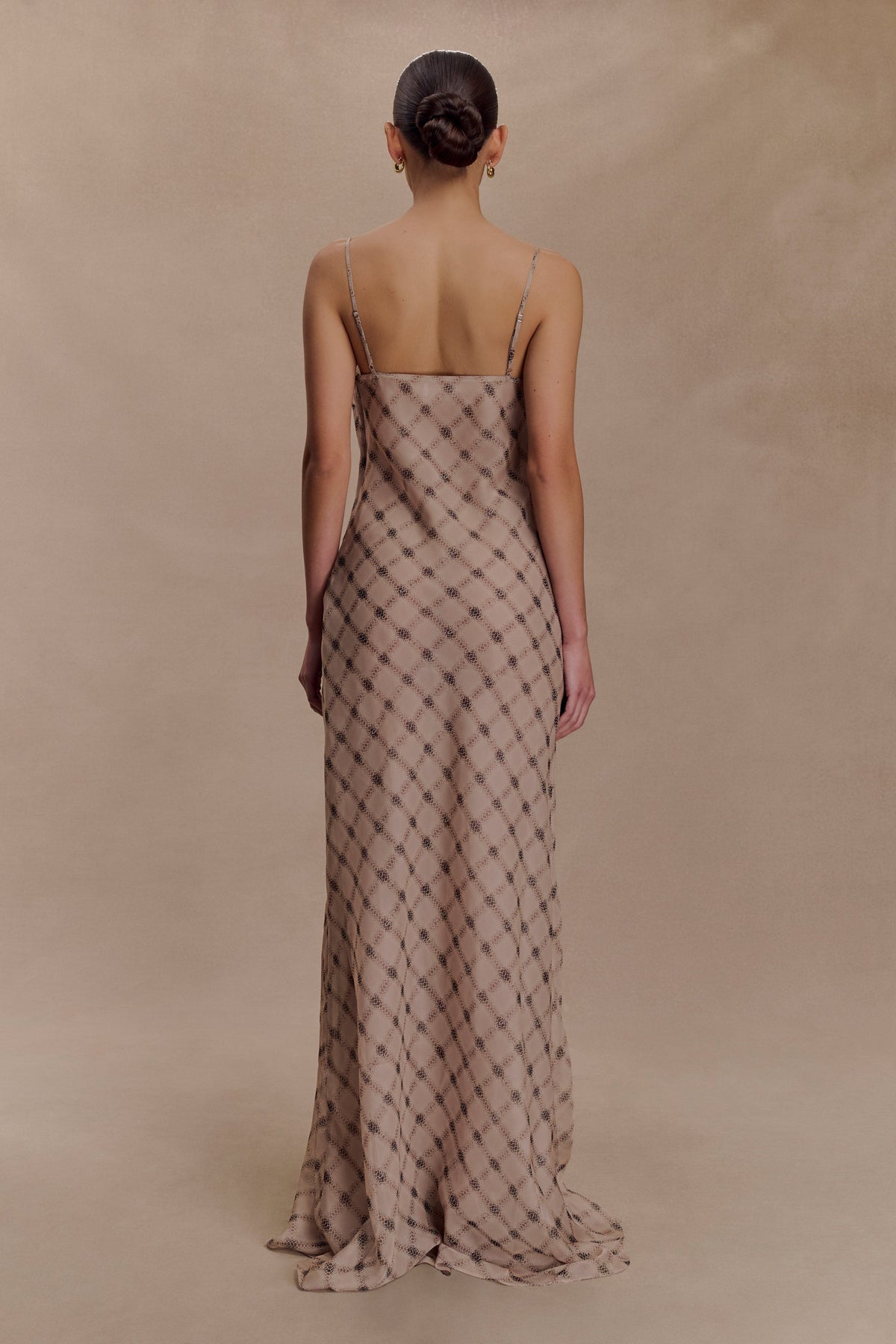 Silvana Chiffon Maxi Dress - Snake Check Print Mocha #2