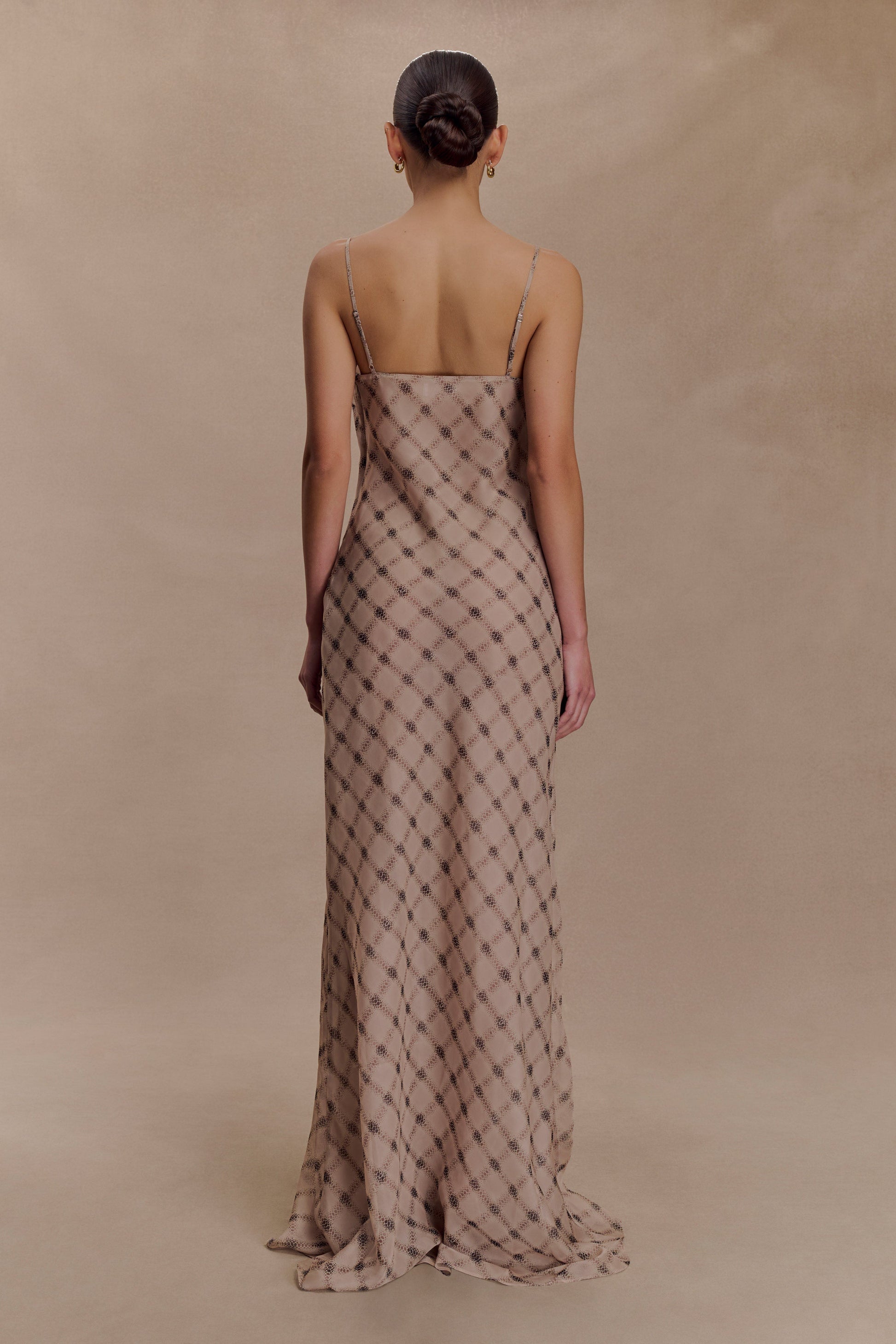 Silvana Chiffon Maxi Dress - Snake Check Print Mocha #2