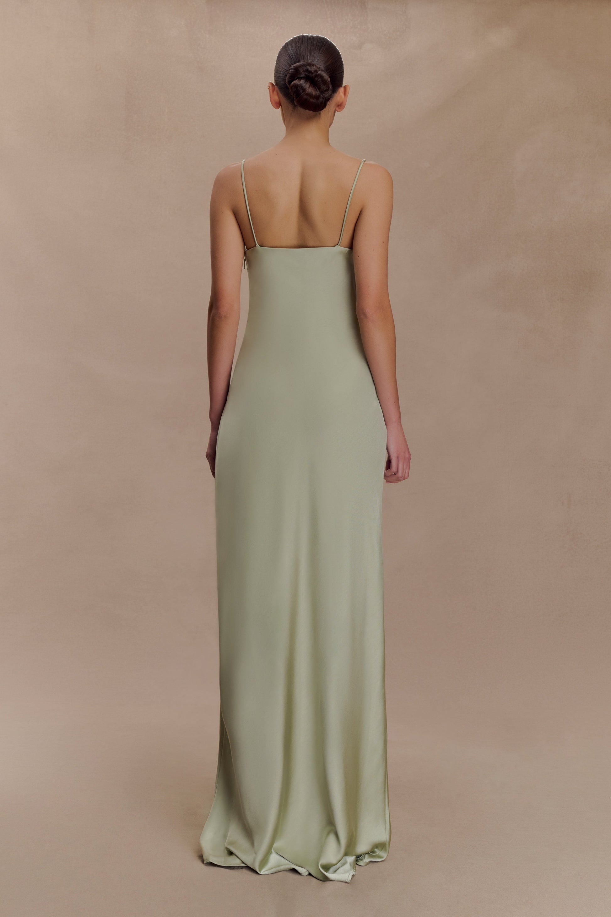 Isadora Lace & Satin Maxi Dress - Sage #2