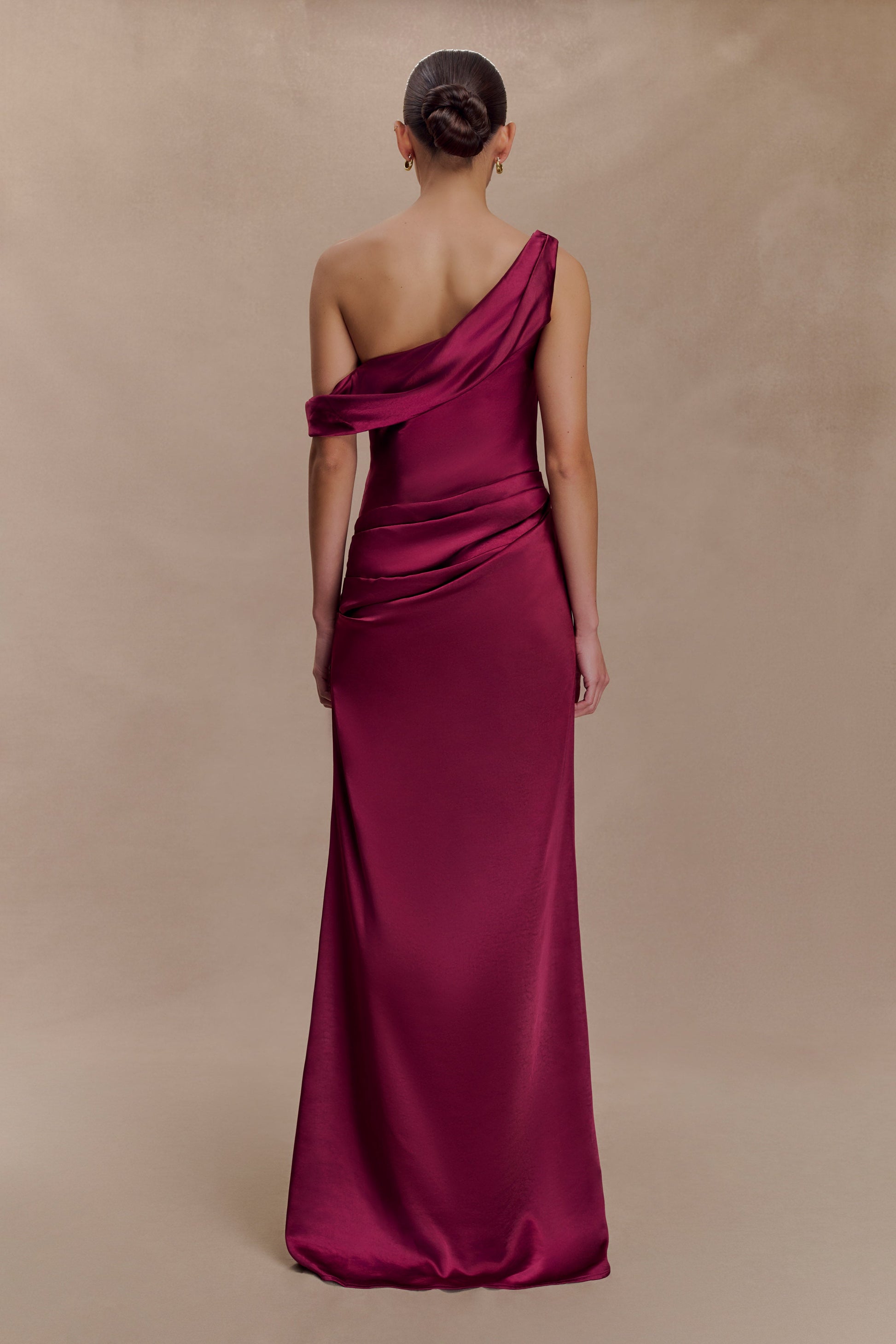 Dalia Off Shoulder Satin Maxi Dress - Mahogany #4