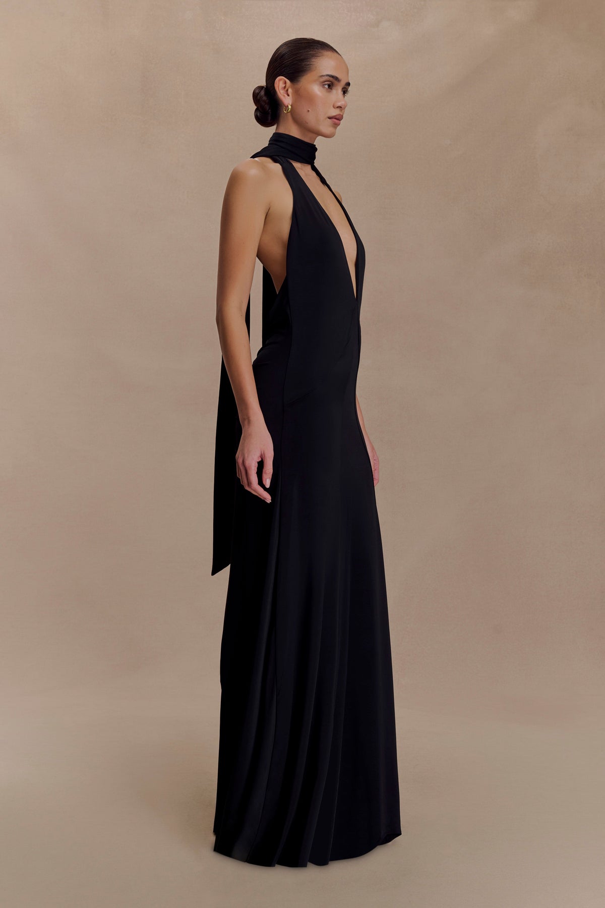 Juliet Slinky Maxi Dress With Scarf - Black #4