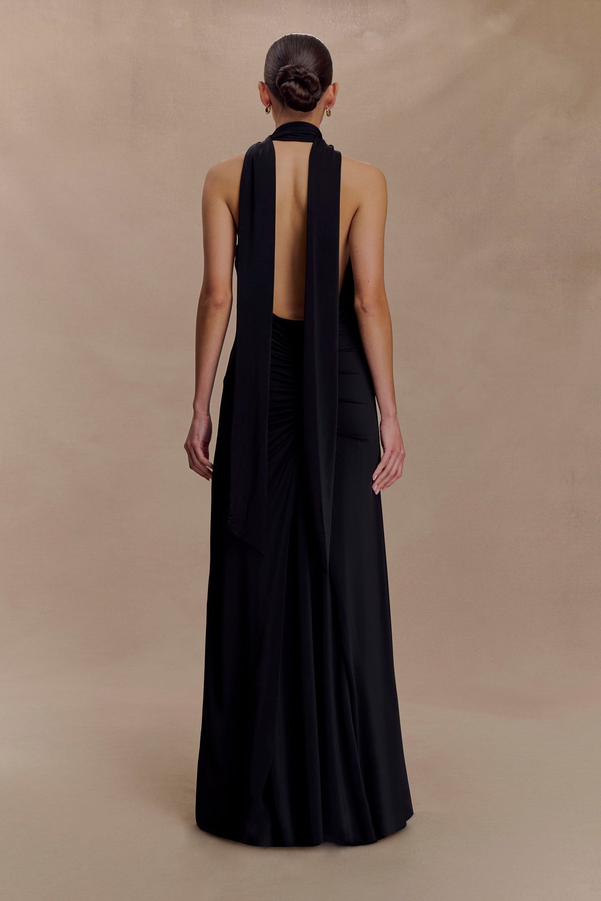 Juliet Slinky Maxi Dress With Scarf - Black #2