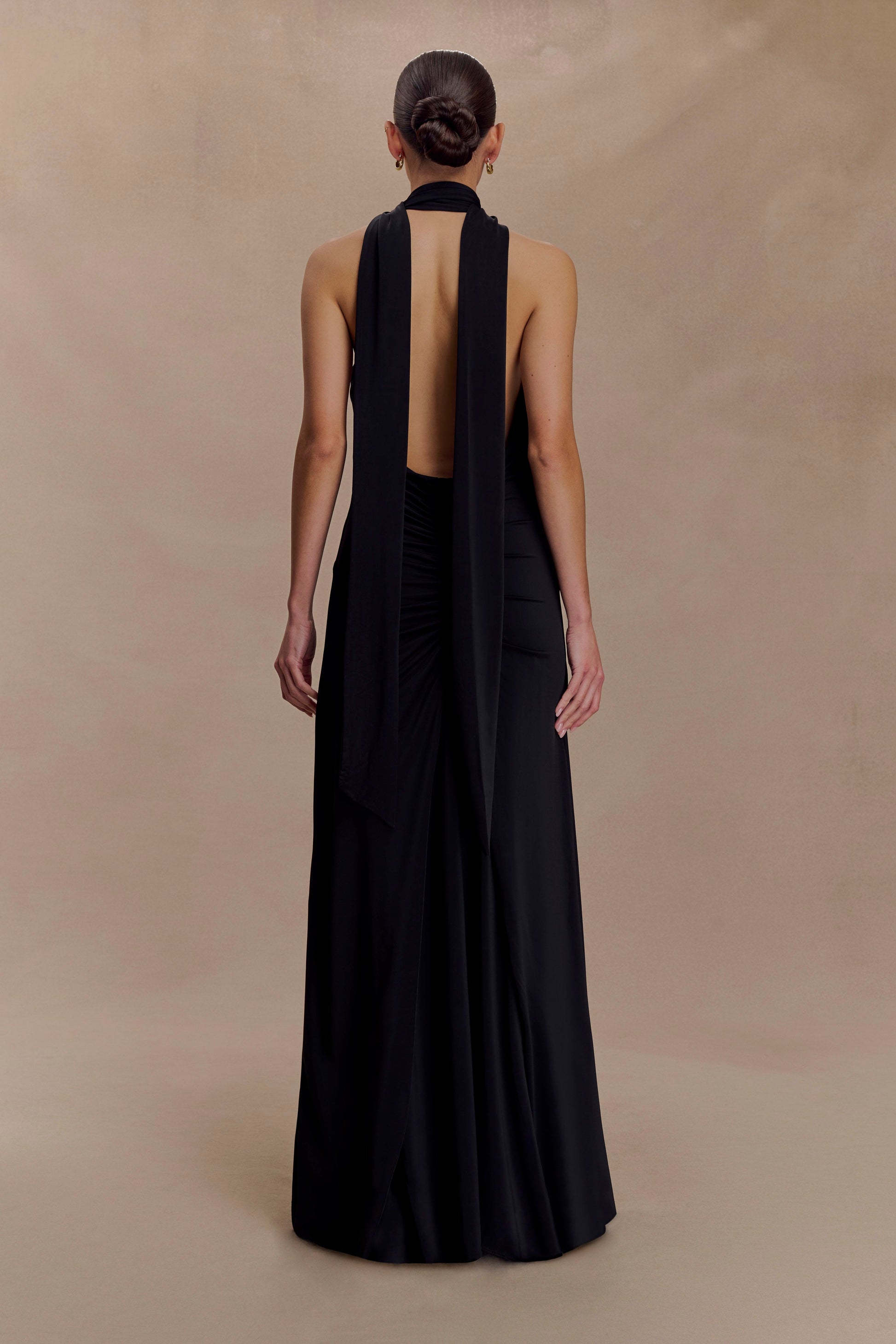 Juliet Slinky Maxi Dress With Scarf - Black #2