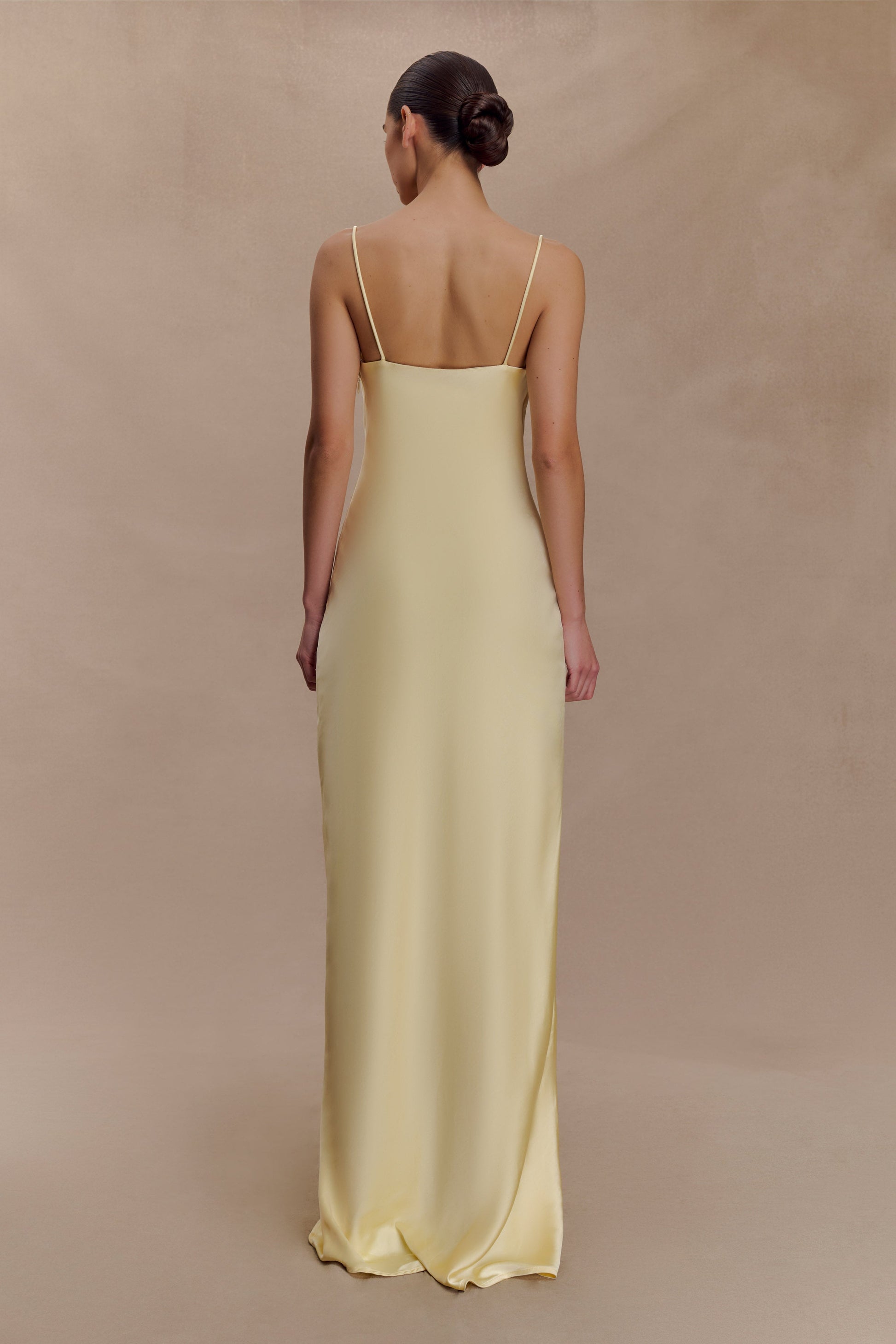 Isadora Lace & Satin Maxi Dress - Lemon #2