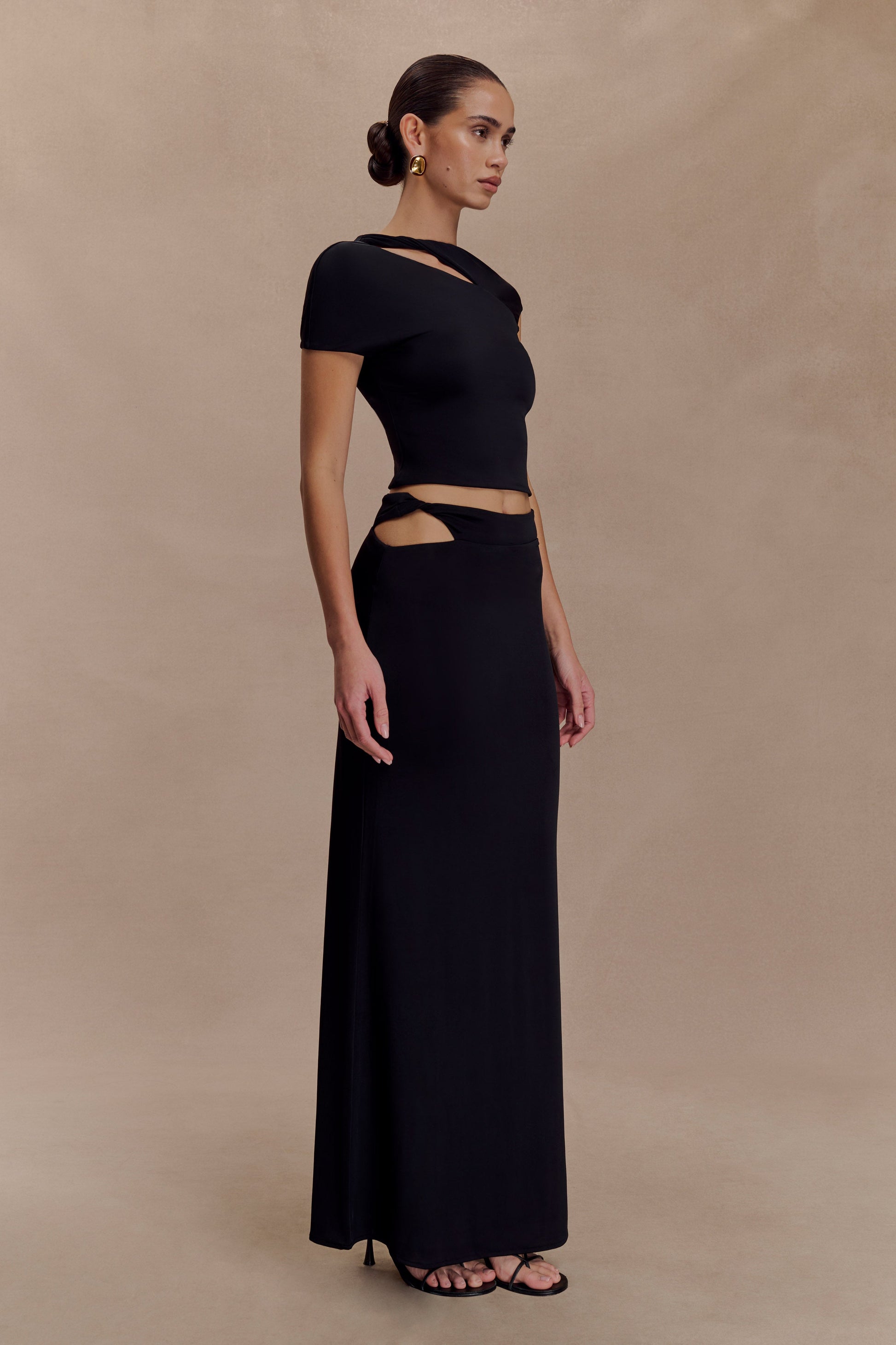 Haven Slinky Twist Midi Skirt - Black #3