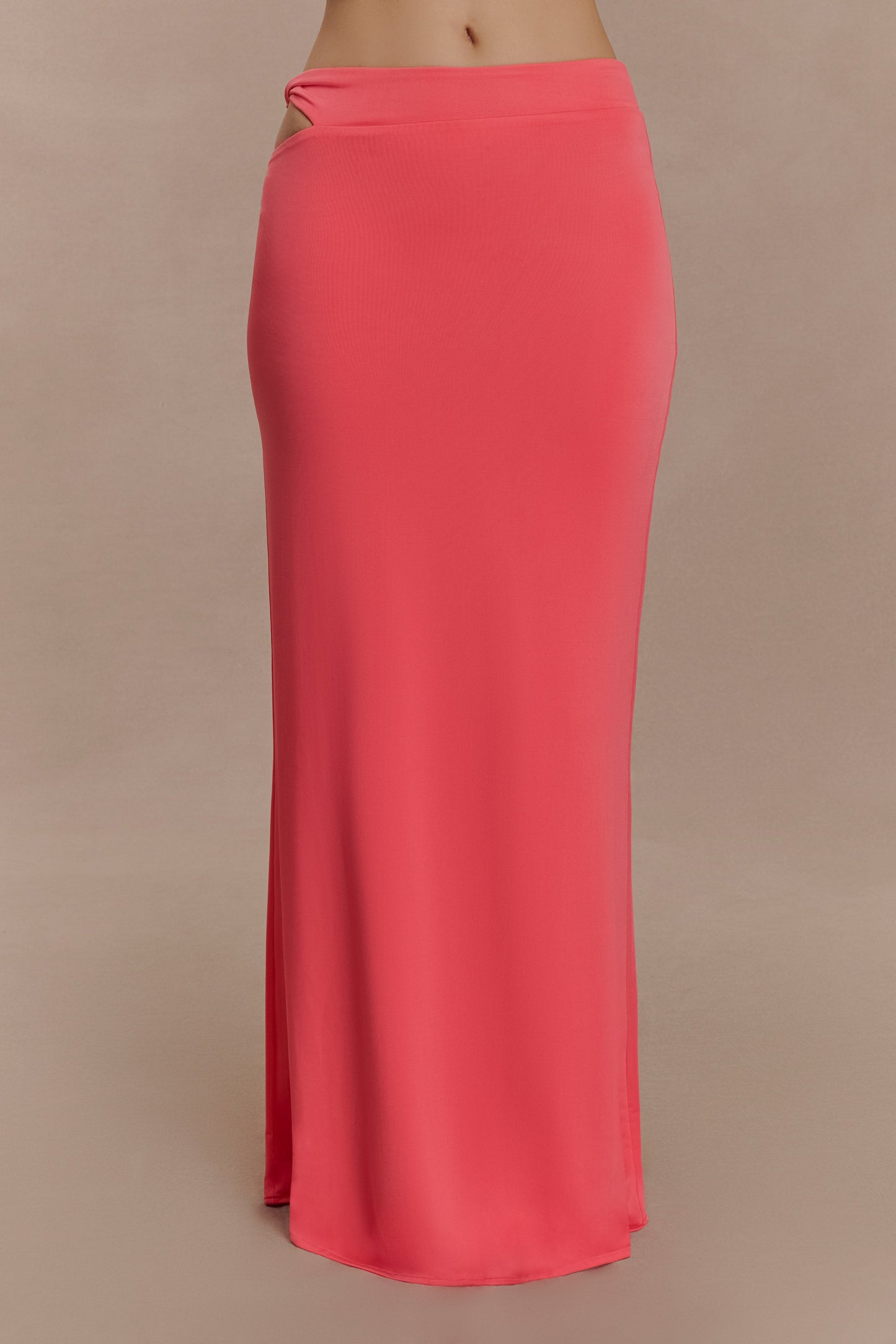 Haven Slinky Twist Midi Skirt - Coral