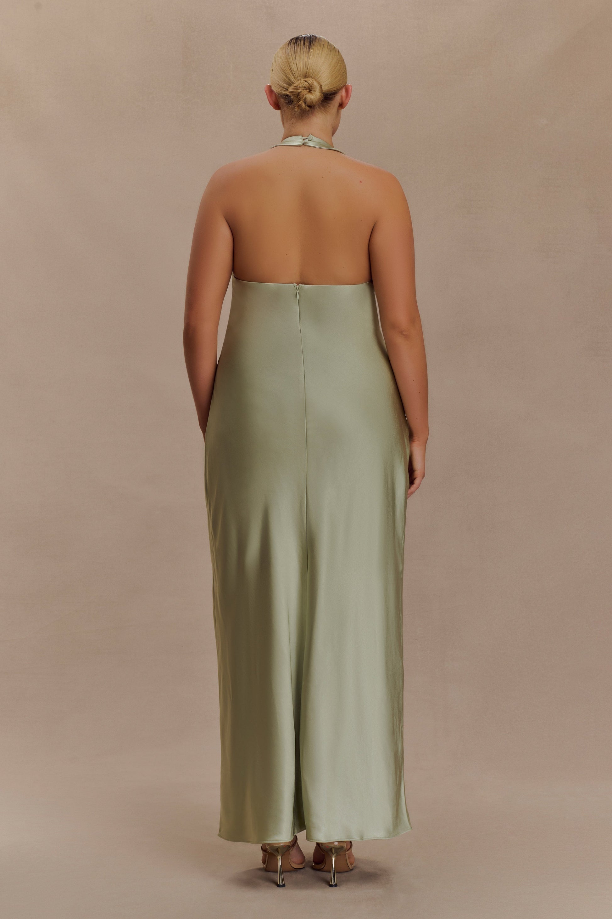 Alice Satin Halter Maxi Dress - Sage #6