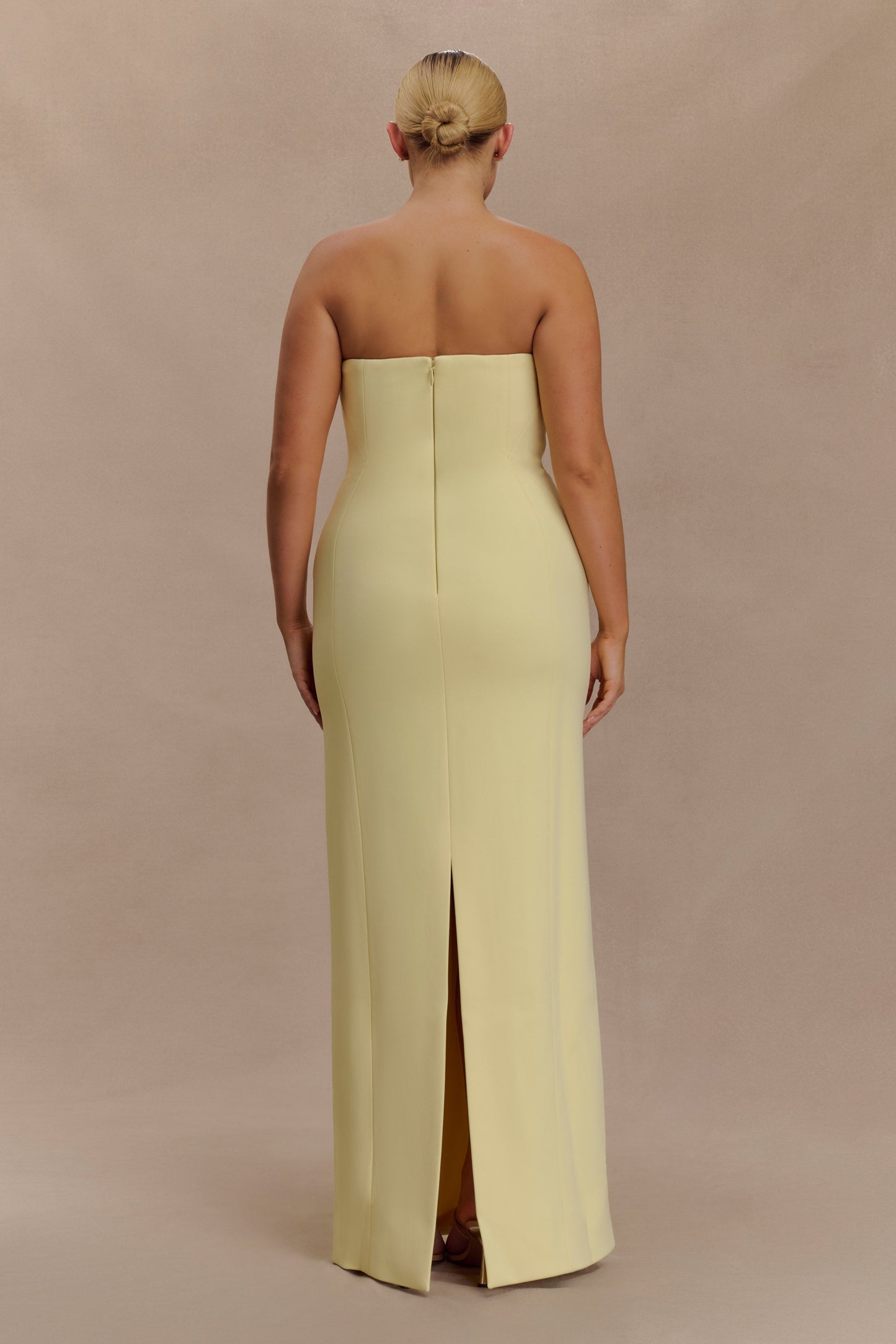 Kalila Strapless Crepe Maxi Dress - Lemon