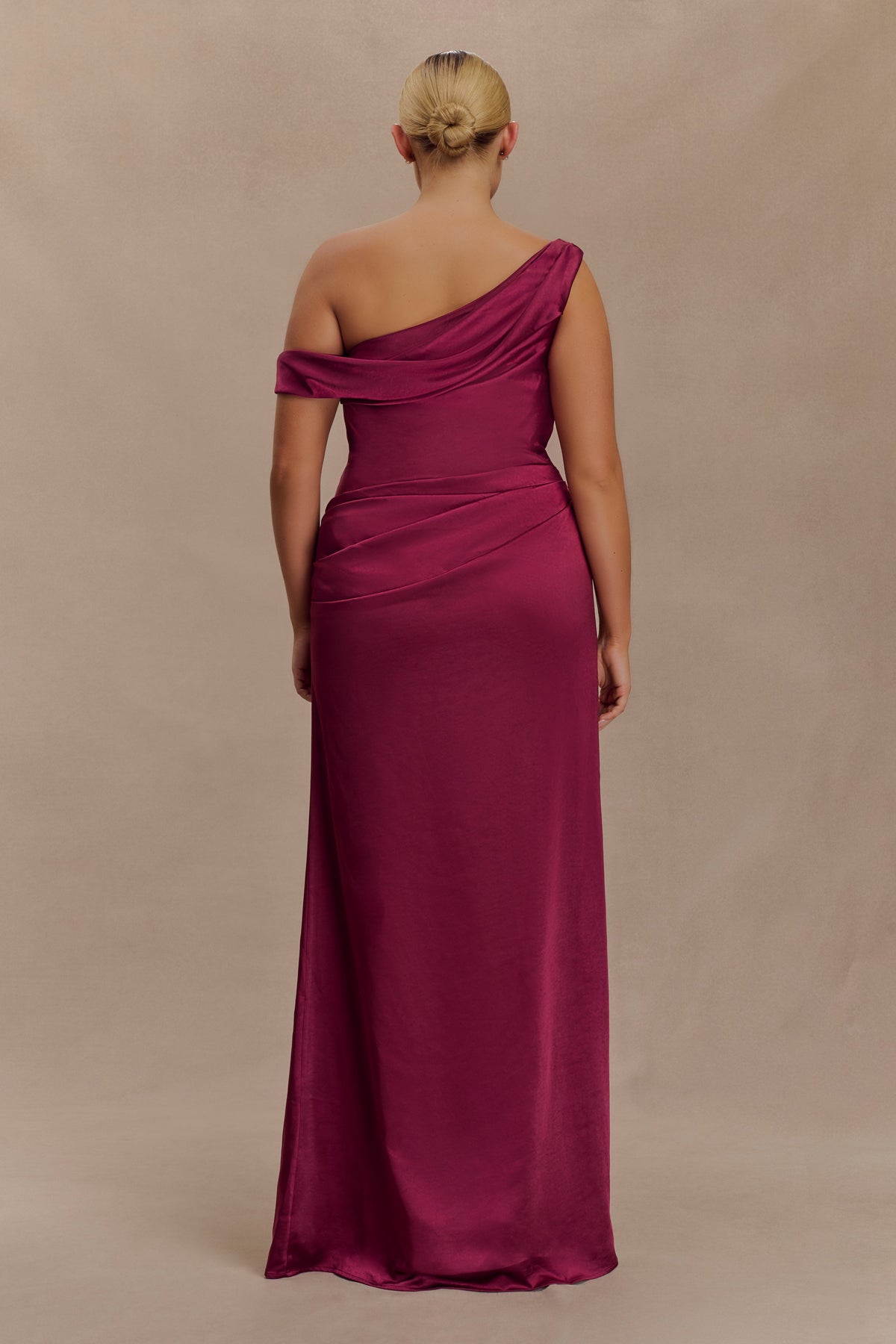 Dalia Off Shoulder Satin Maxi Dress - Mahogany #5