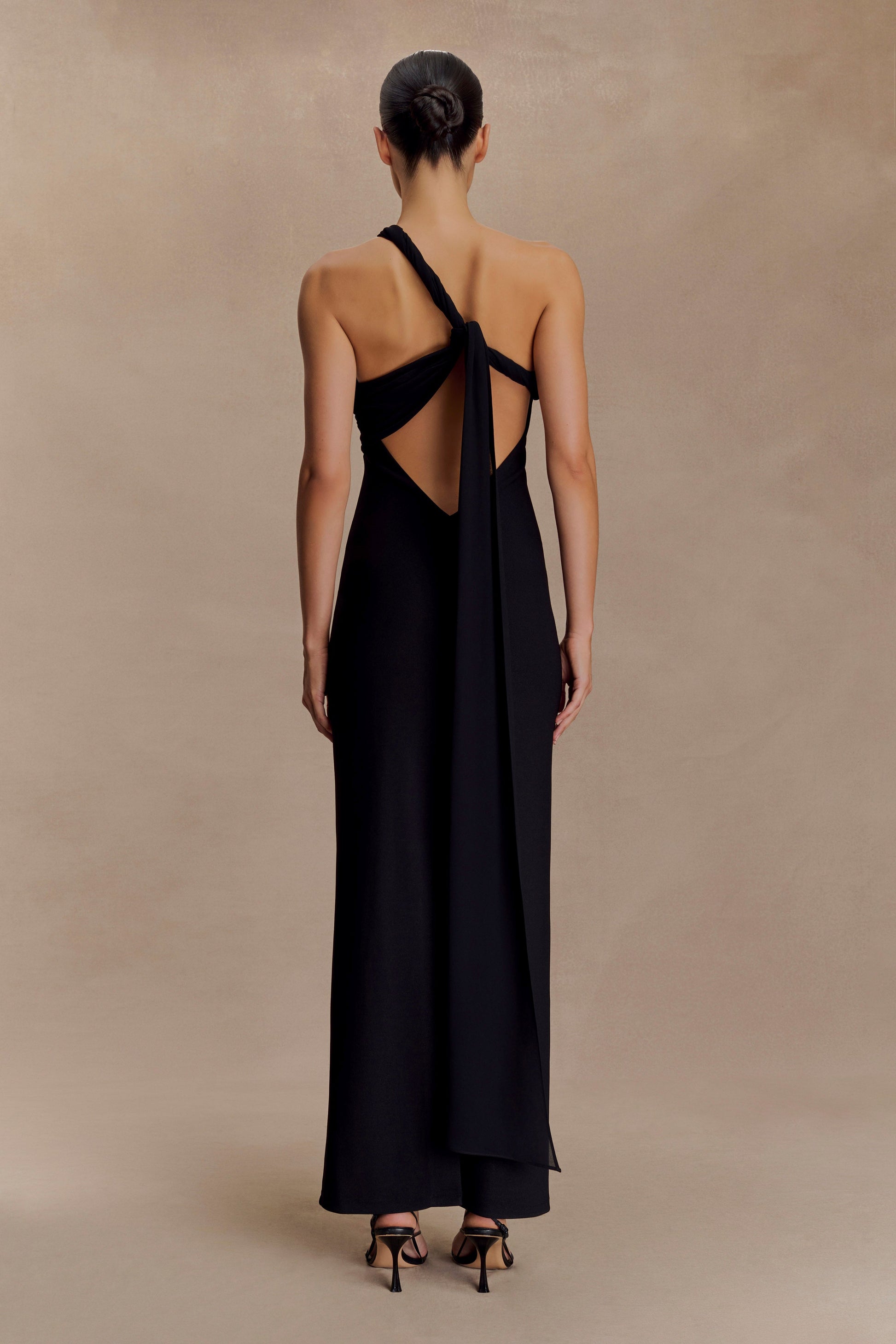 Philippa Knotted Crepe Maxi Dress - Black #2