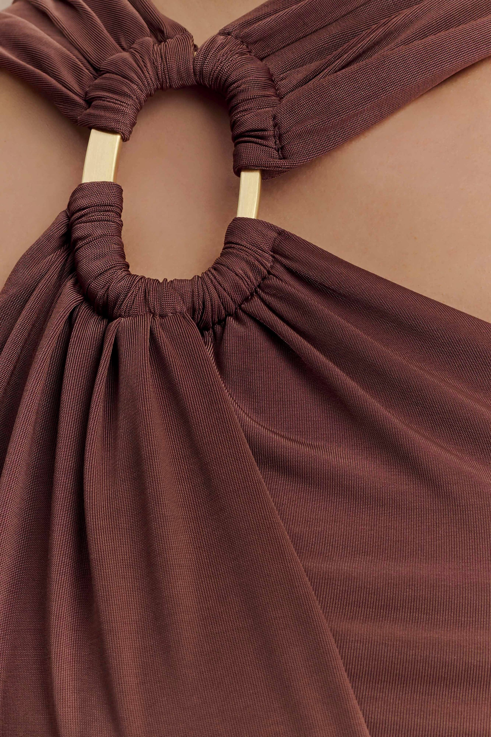 Lottie Slinky Maxi Dress With Split - Chocolate #7