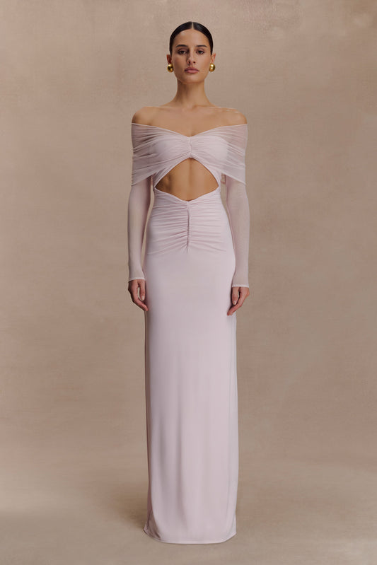 Rafaella Slinky And Mesh Maxi Dress - Pale Pink