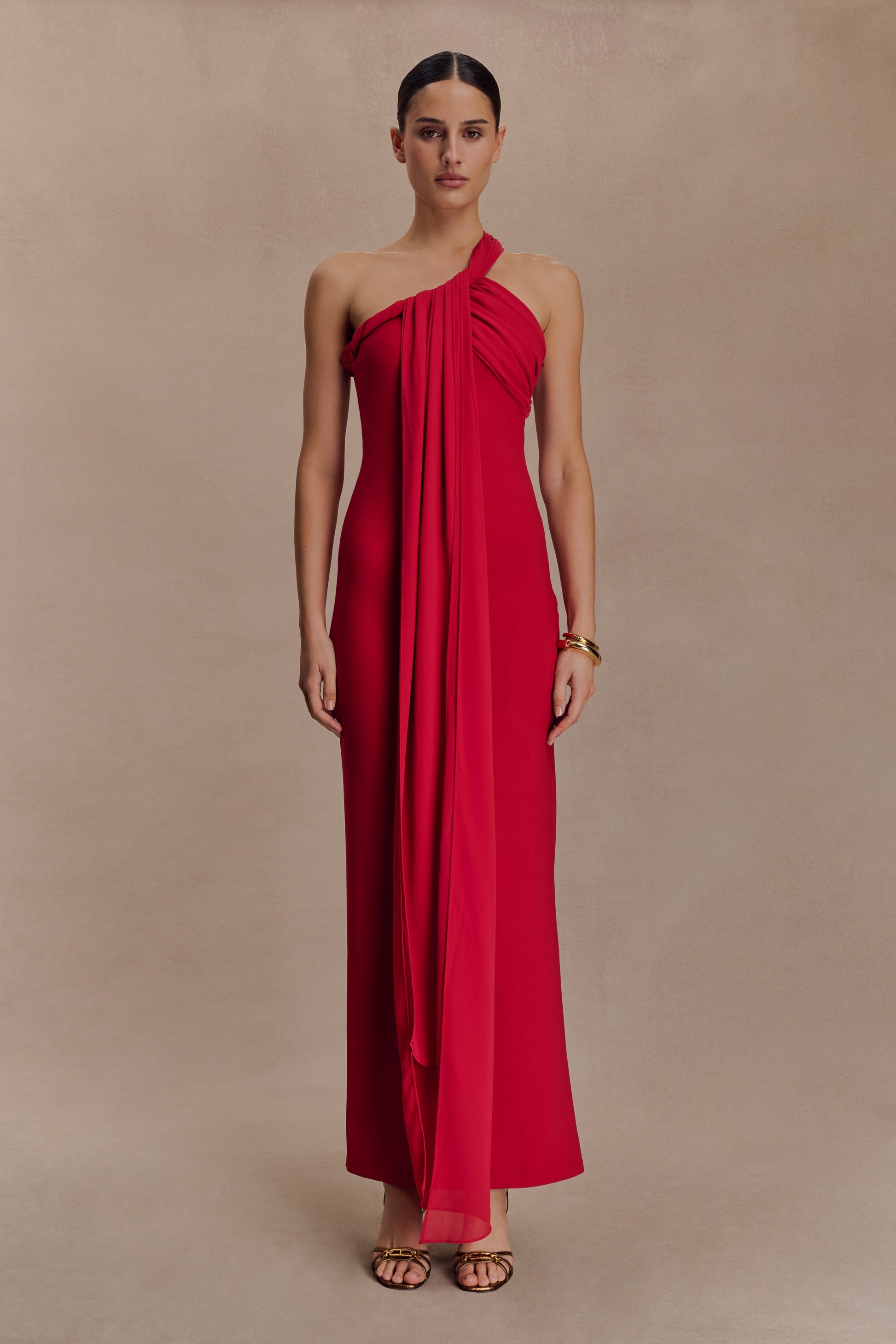 Philippa Knotted Crepe Maxi Dress - Ruby #3