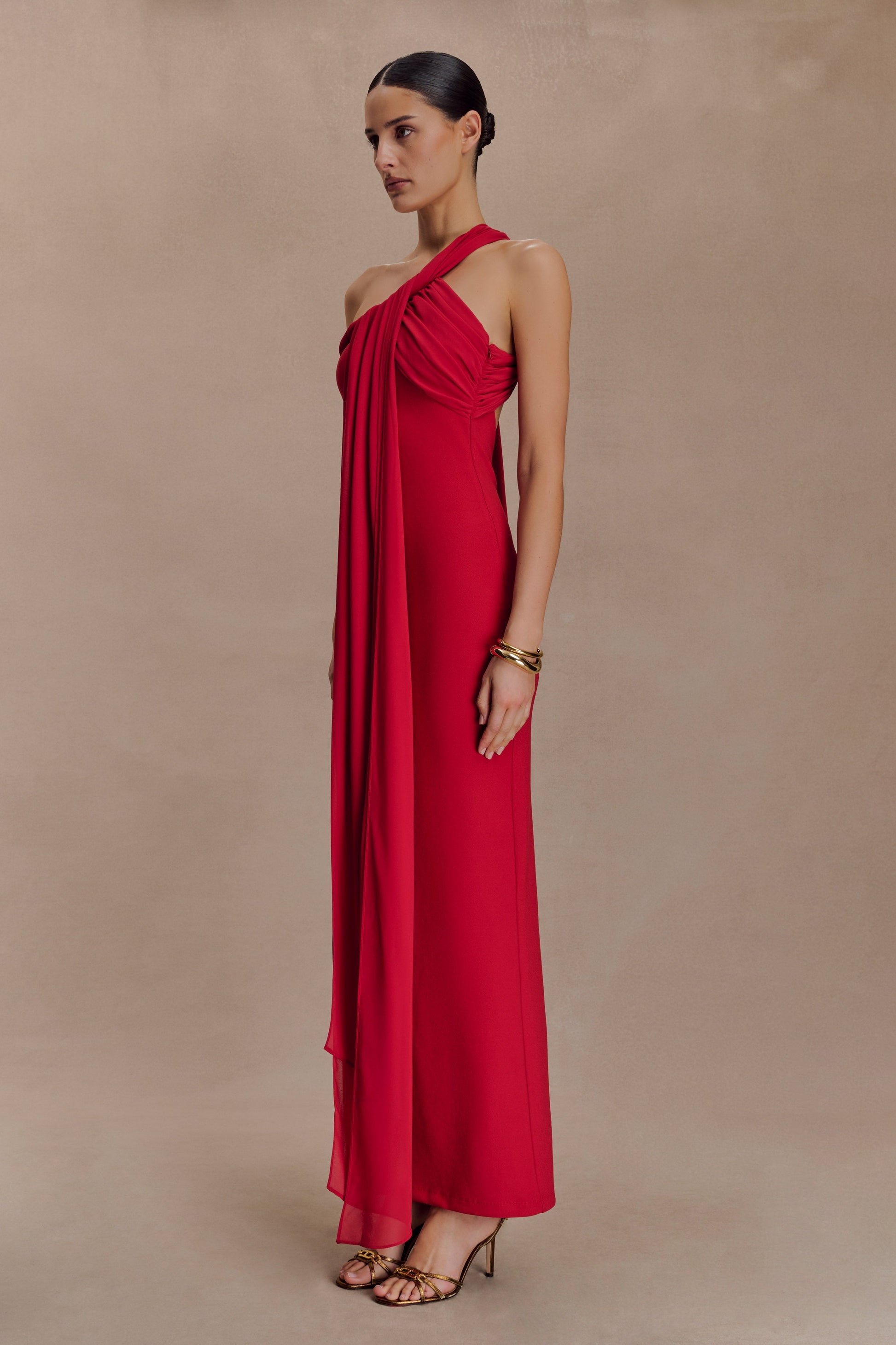 Philippa Knotted Crepe Maxi Dress - Ruby #6
