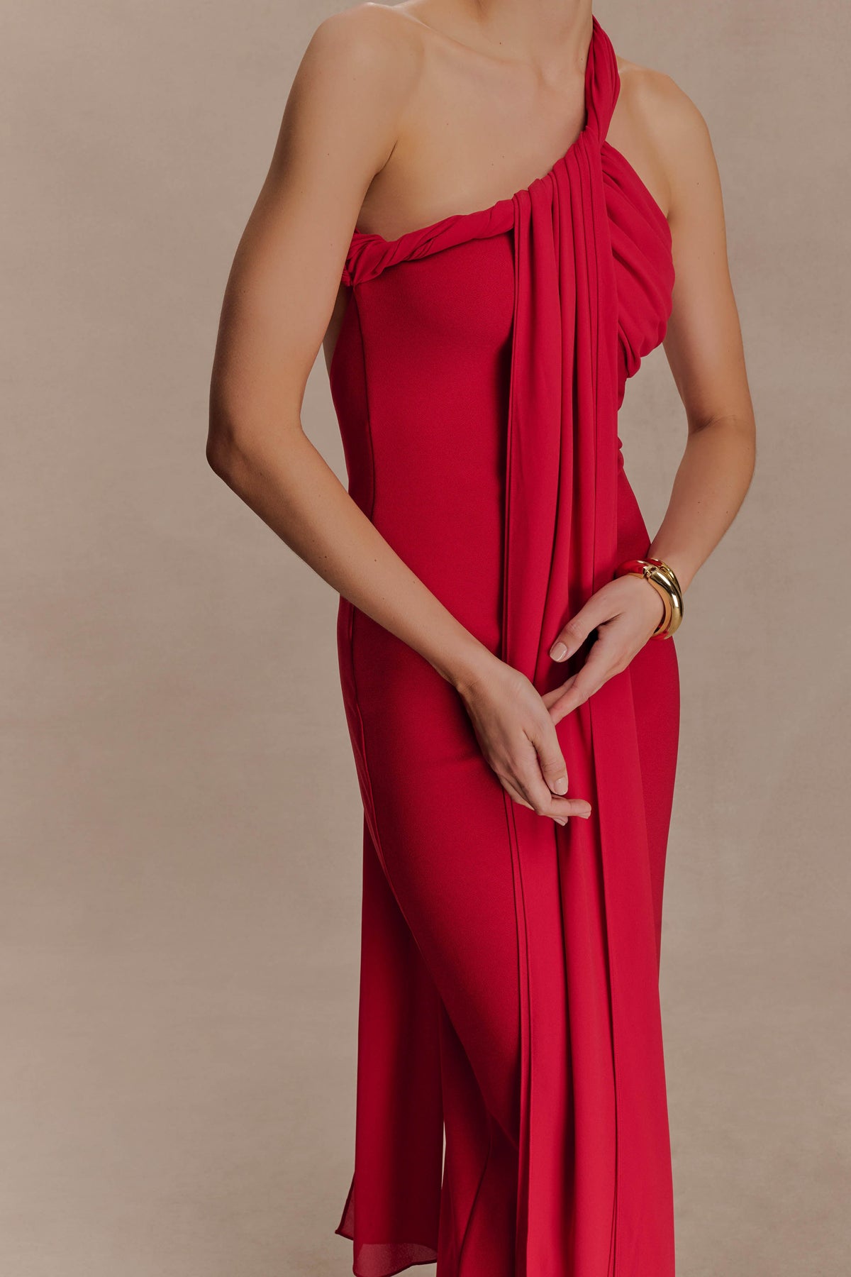 Philippa Knotted Crepe Maxi Dress - Ruby #5