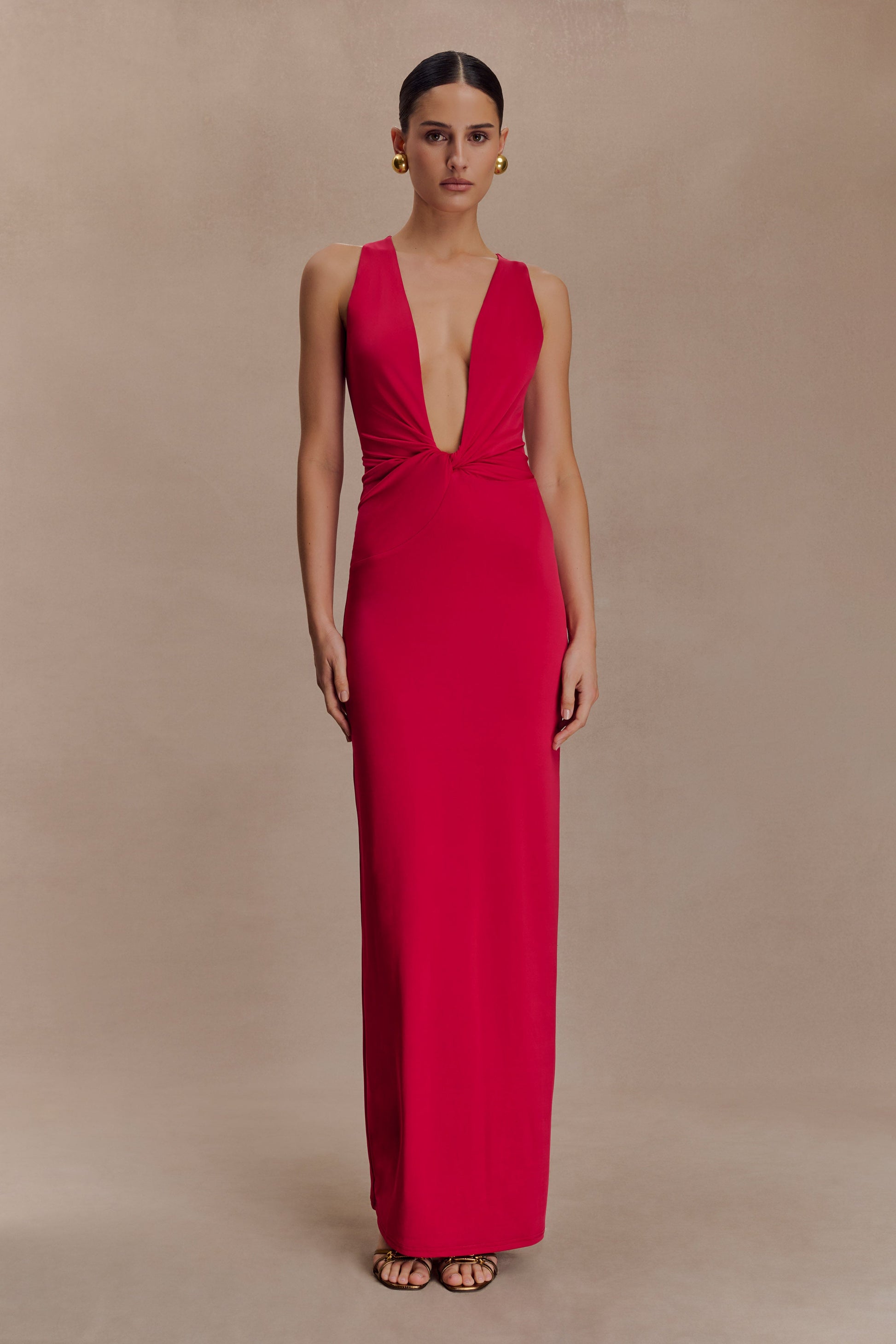 Stella Draped Slinky Maxi Dress - Fuchsia Pink #5