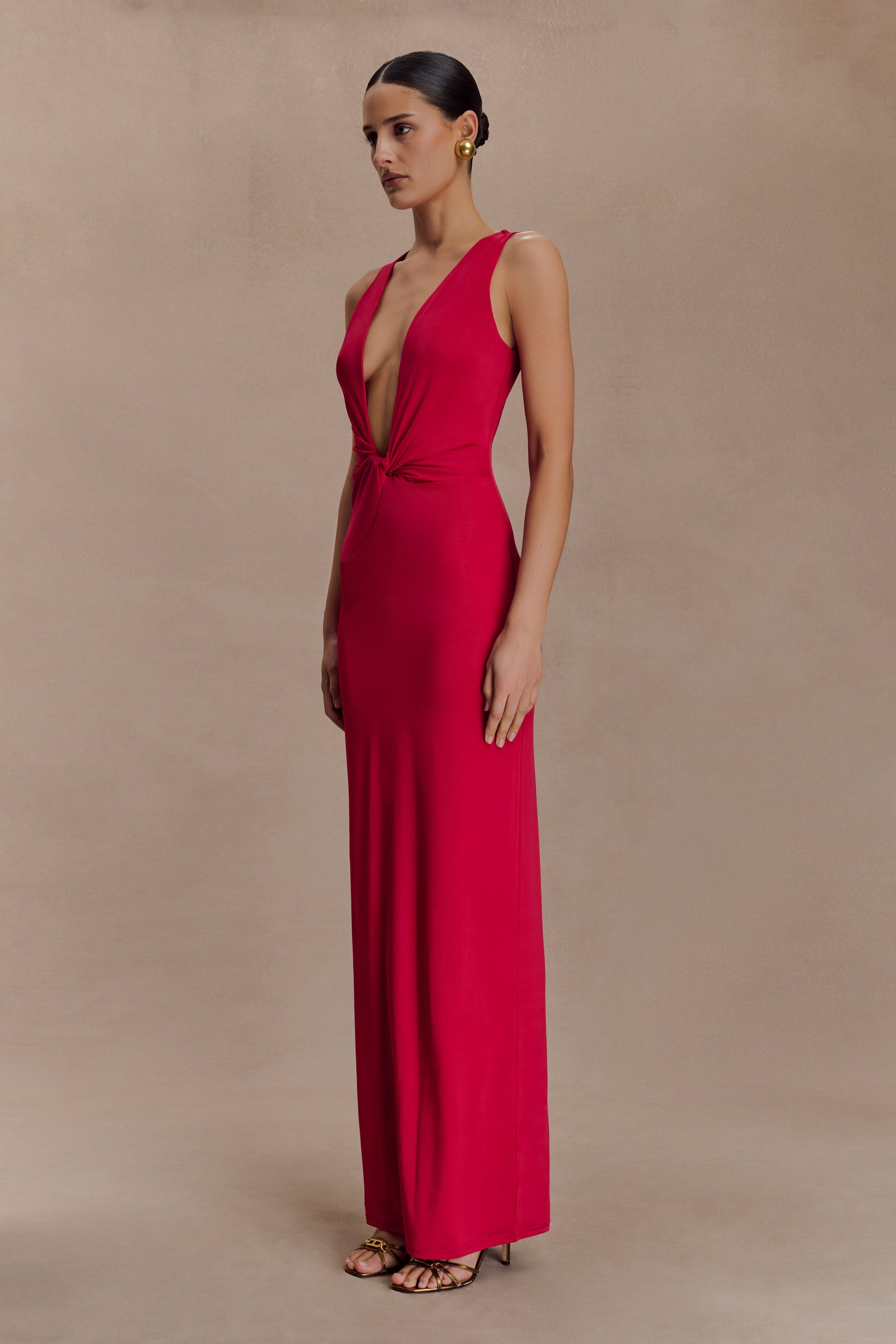 Stella Draped Slinky Maxi Dress - Fuchsia Pink #4