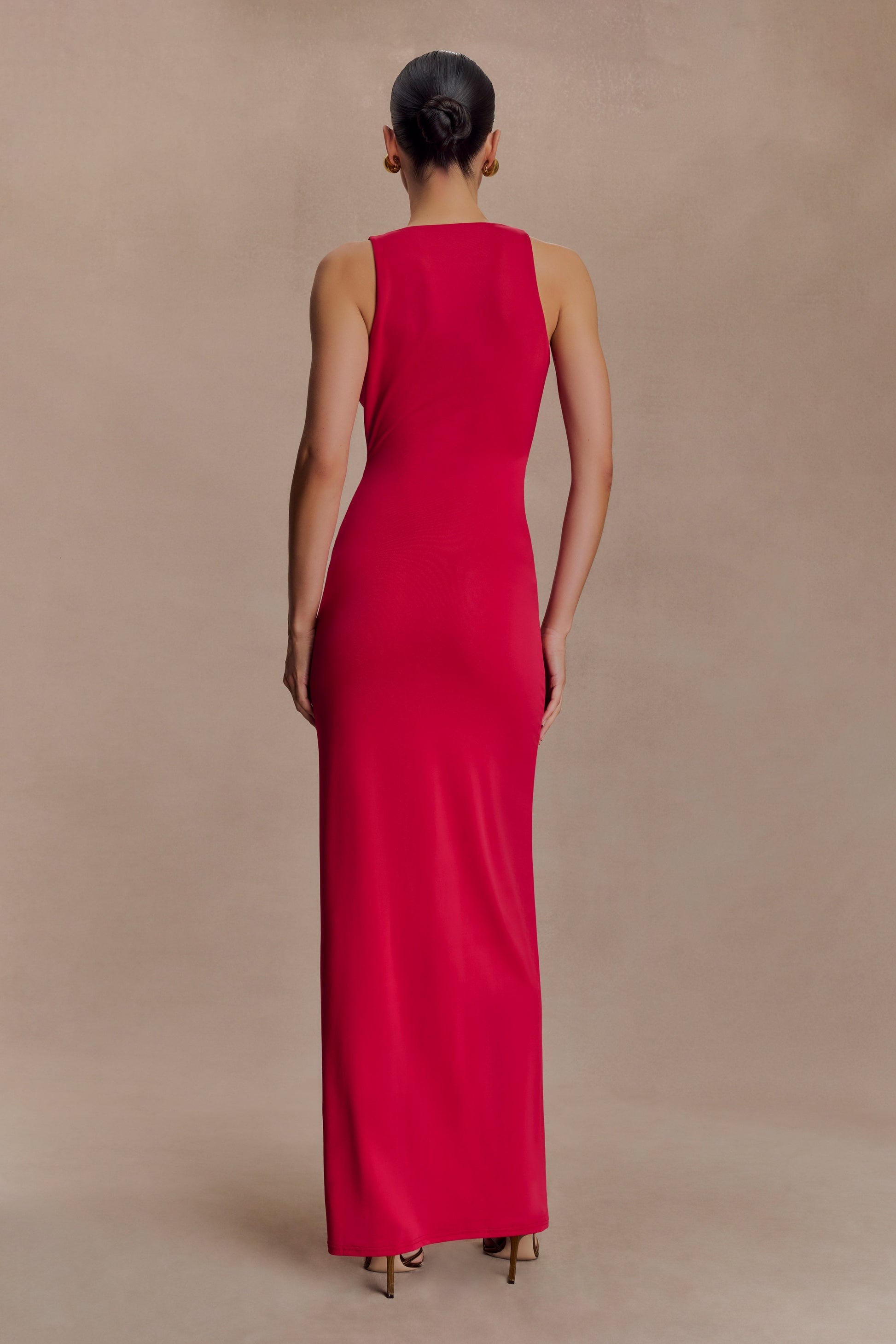 Stella Draped Slinky Maxi Dress - Fuchsia Pink #3