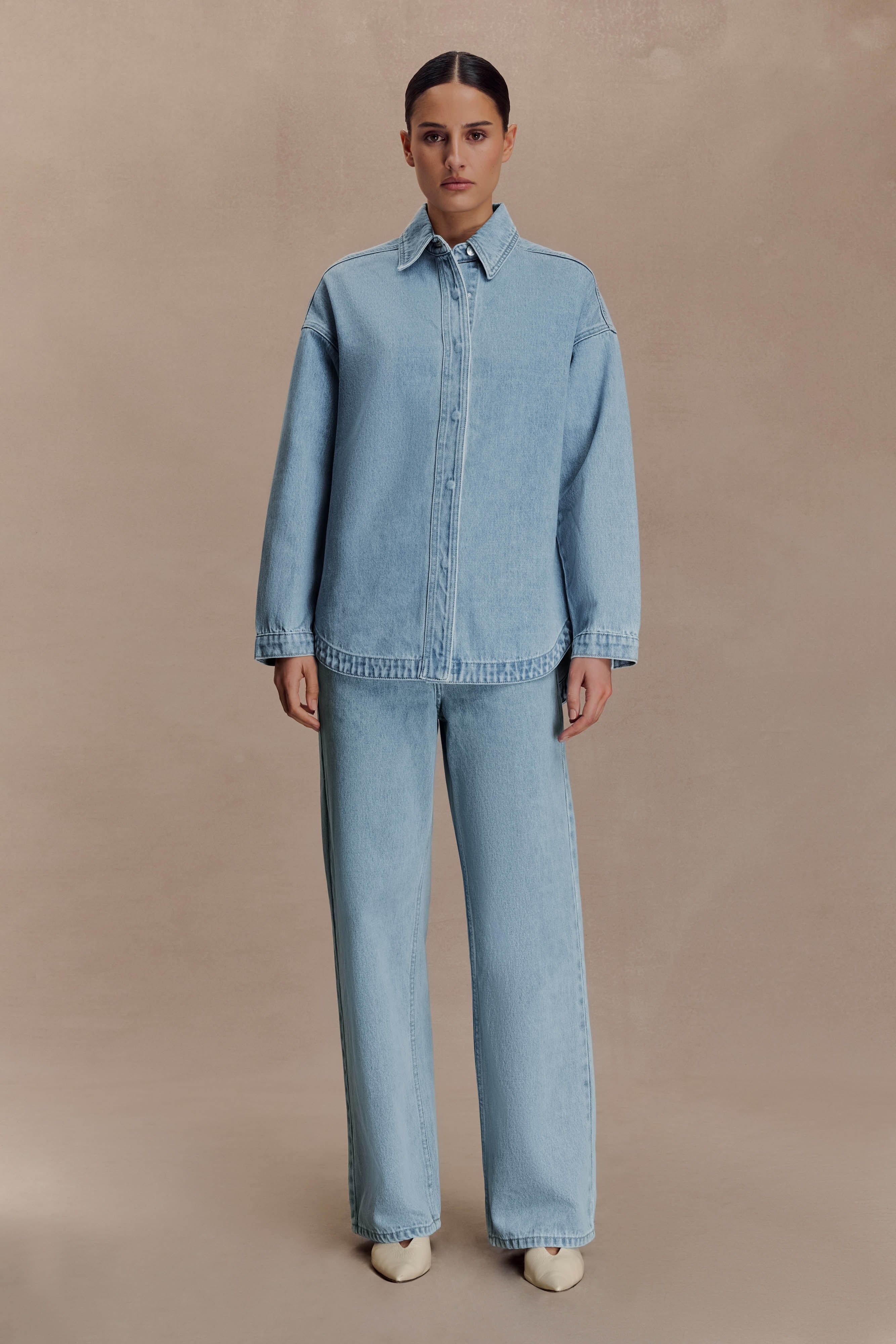 Lioda Oversized Denim Shirt - 80'S Blue | MESHKI UK