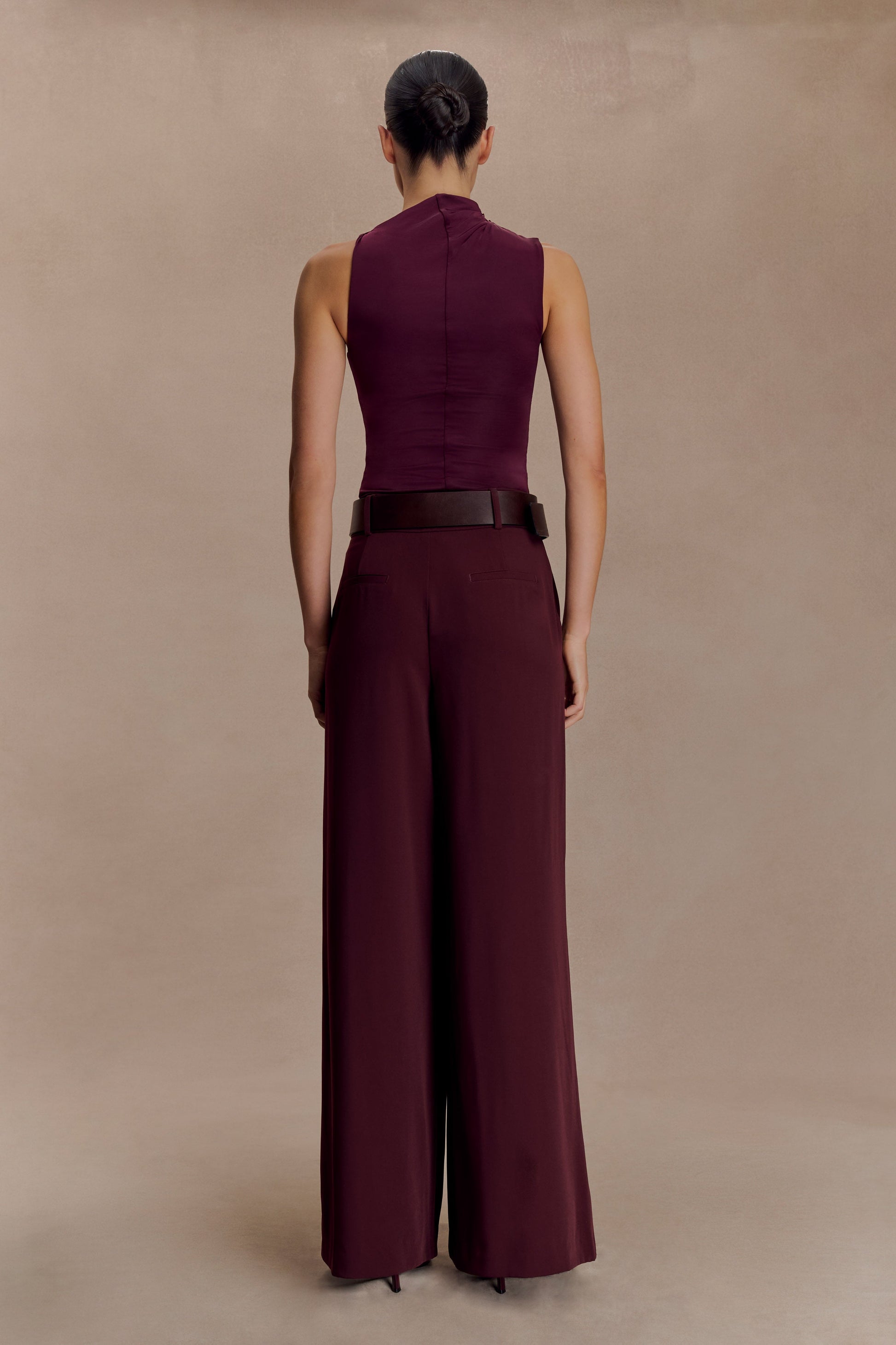 Hadleigh Sleeveless Slinky Top - Burgundy #2