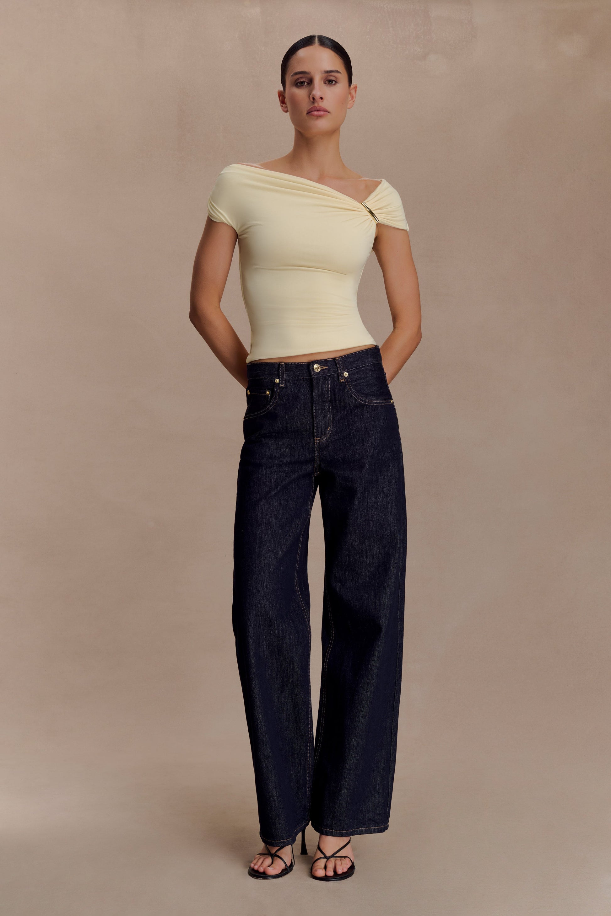 Kinsley Slinky Top With Hardware - Pale Lemon #5