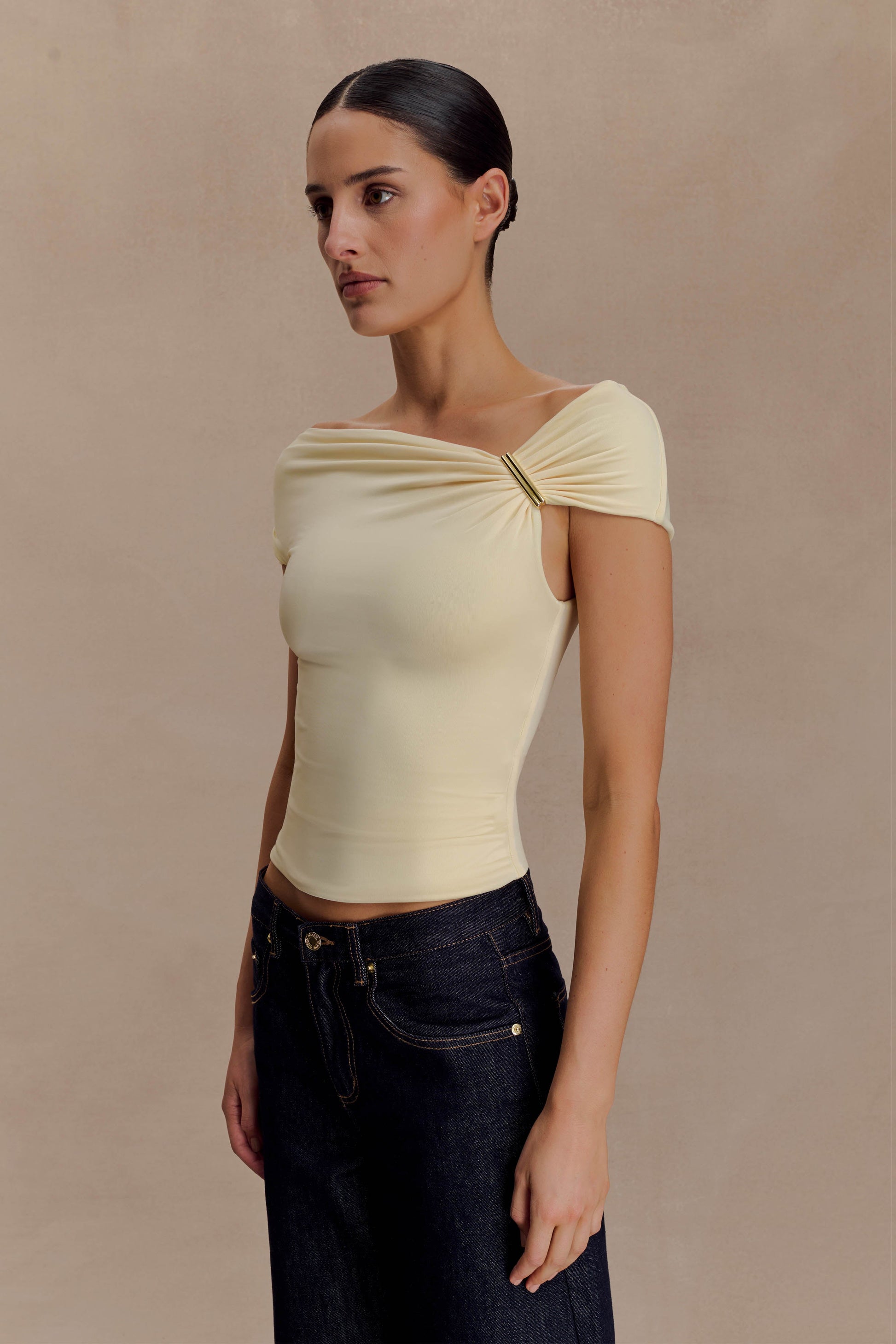Kinsley Slinky Top With Hardware - Pale Lemon #3