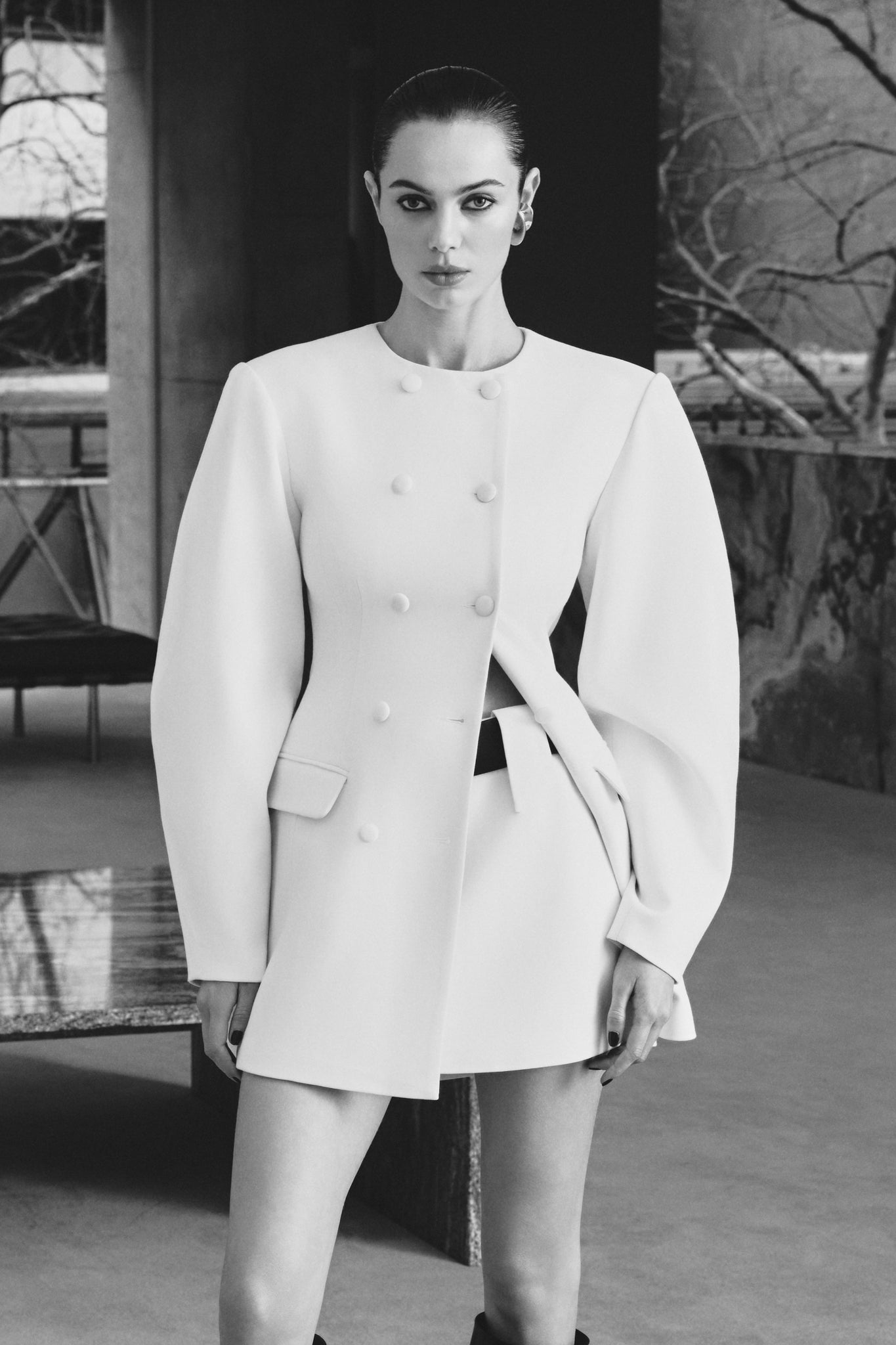 Gina Suiting Mini Skirt - Ivory #3