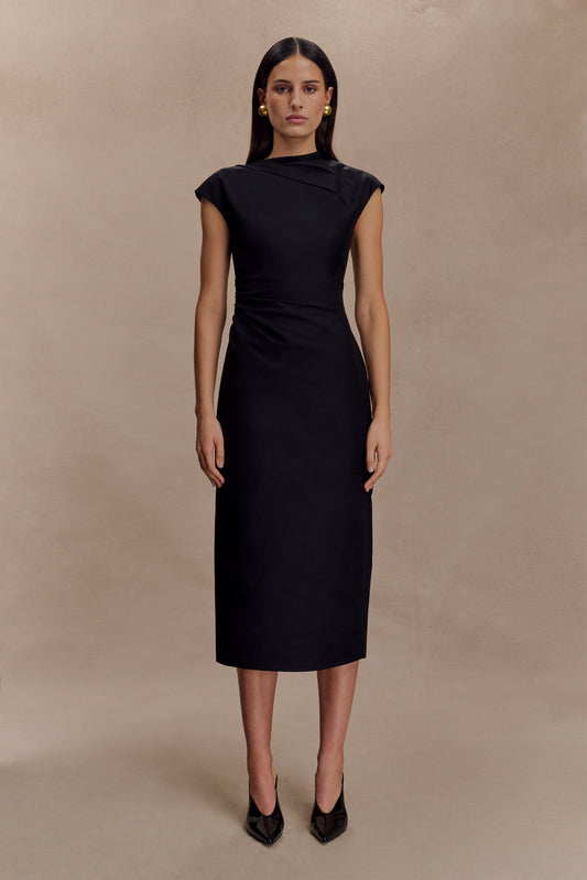 Lorena Cotton Midi Dress - Black