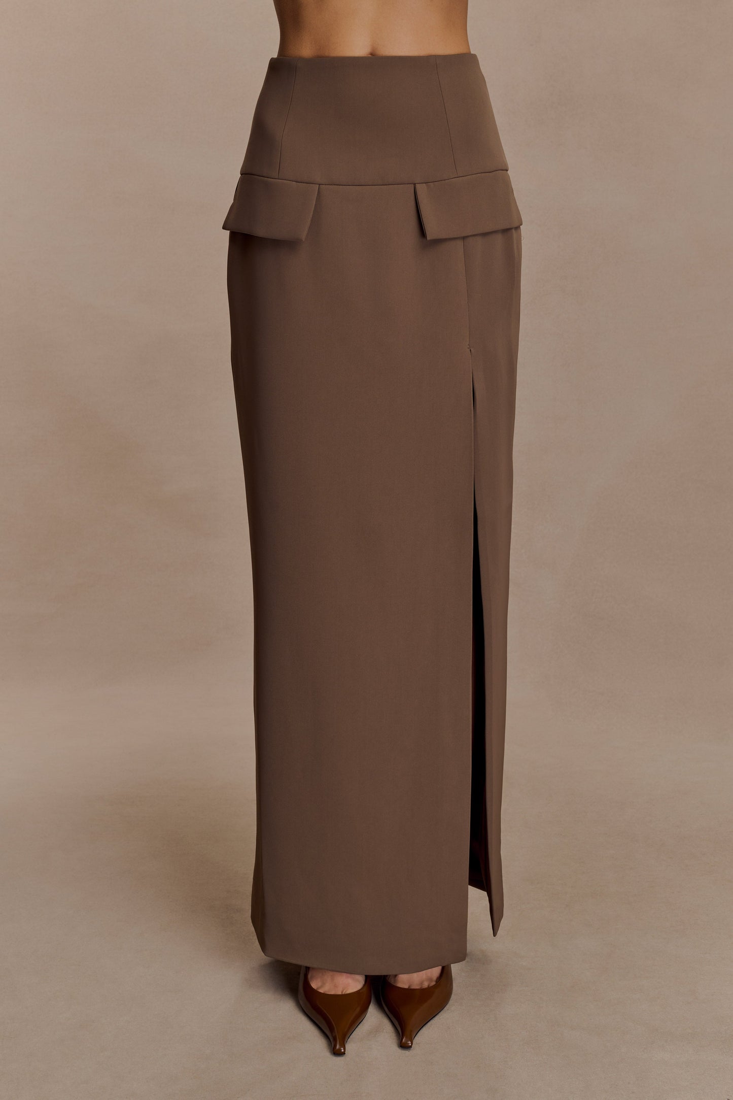 Cassie Column Maxi Skirt - Cacao Brown
