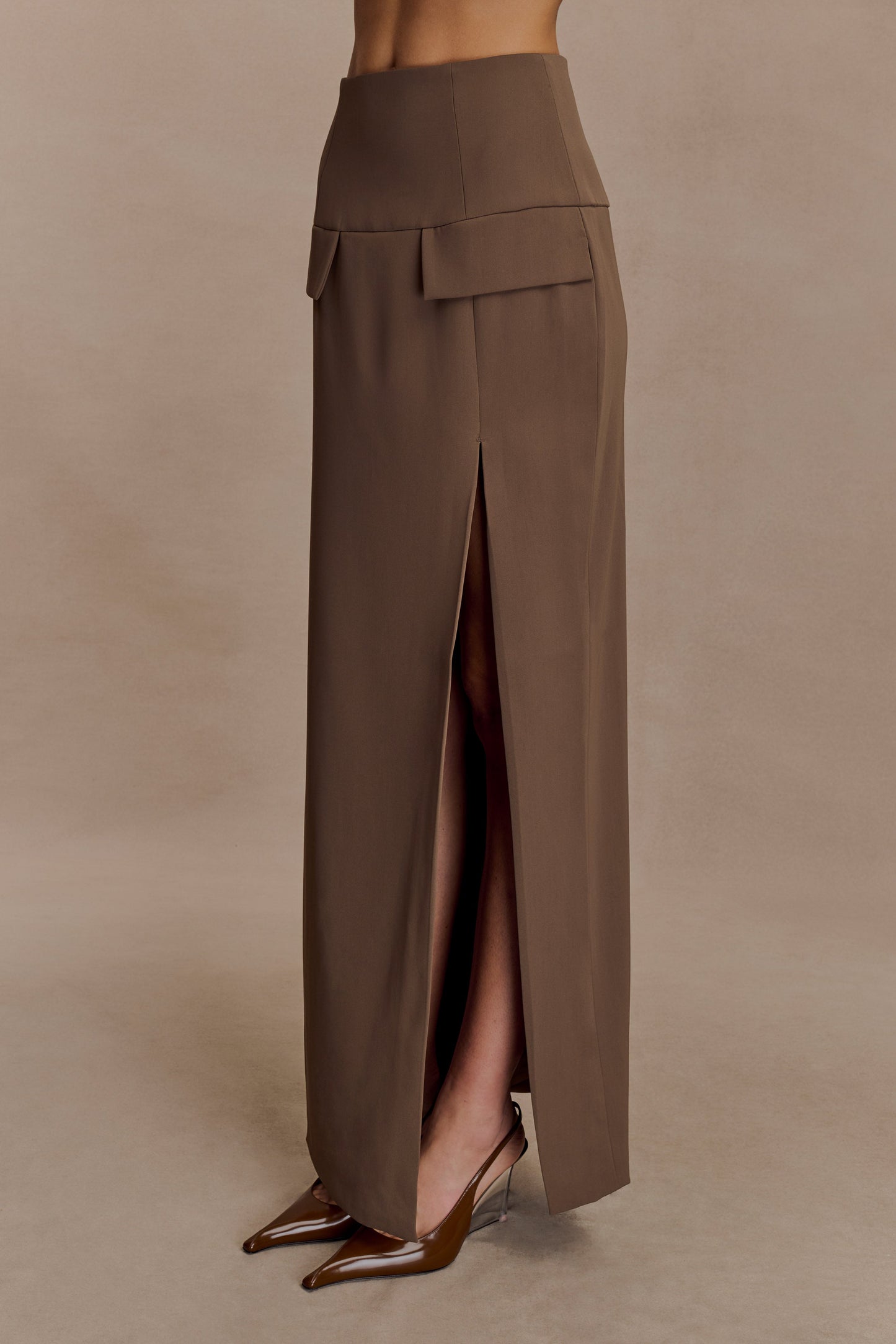 Cassie Column Maxi Skirt - Cacao Brown